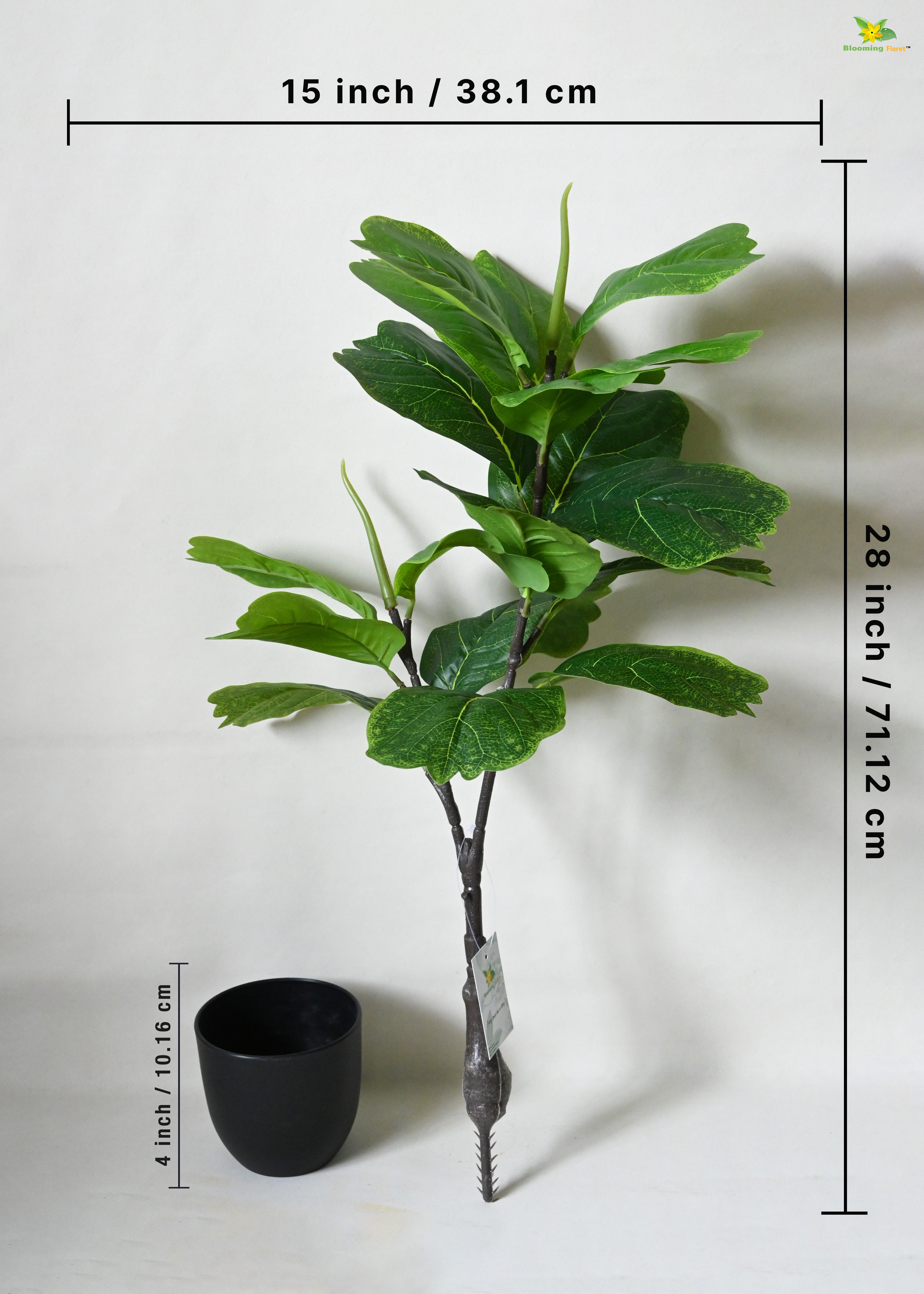 Artificial Fiddle Leaf Fig Plant For Decor 18 Leaves with Basic Pot | 71.1 cm