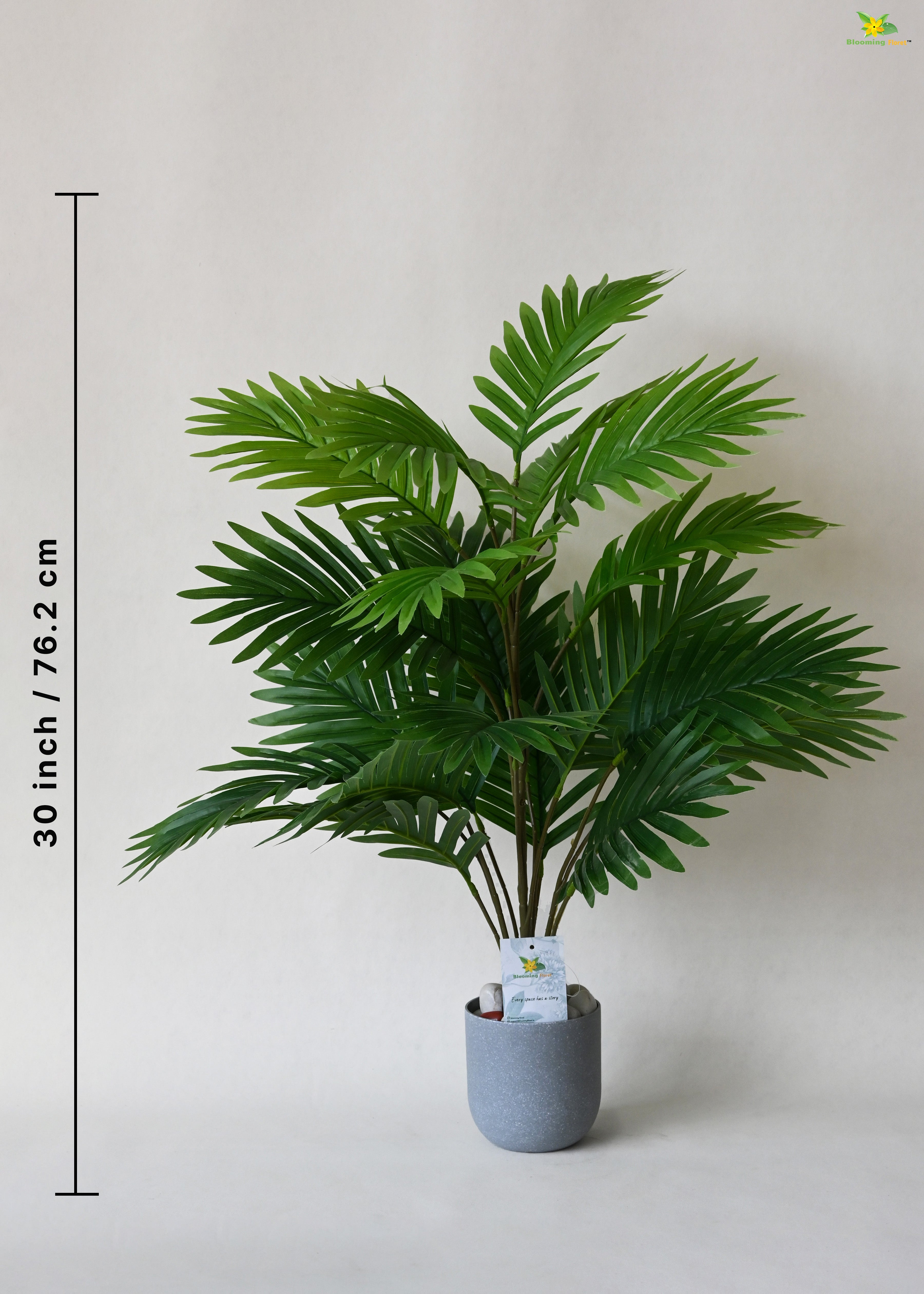 Artificial Areca Palm Plant for Decor | 21 Leaves with Basic Pot | 76.2 cm