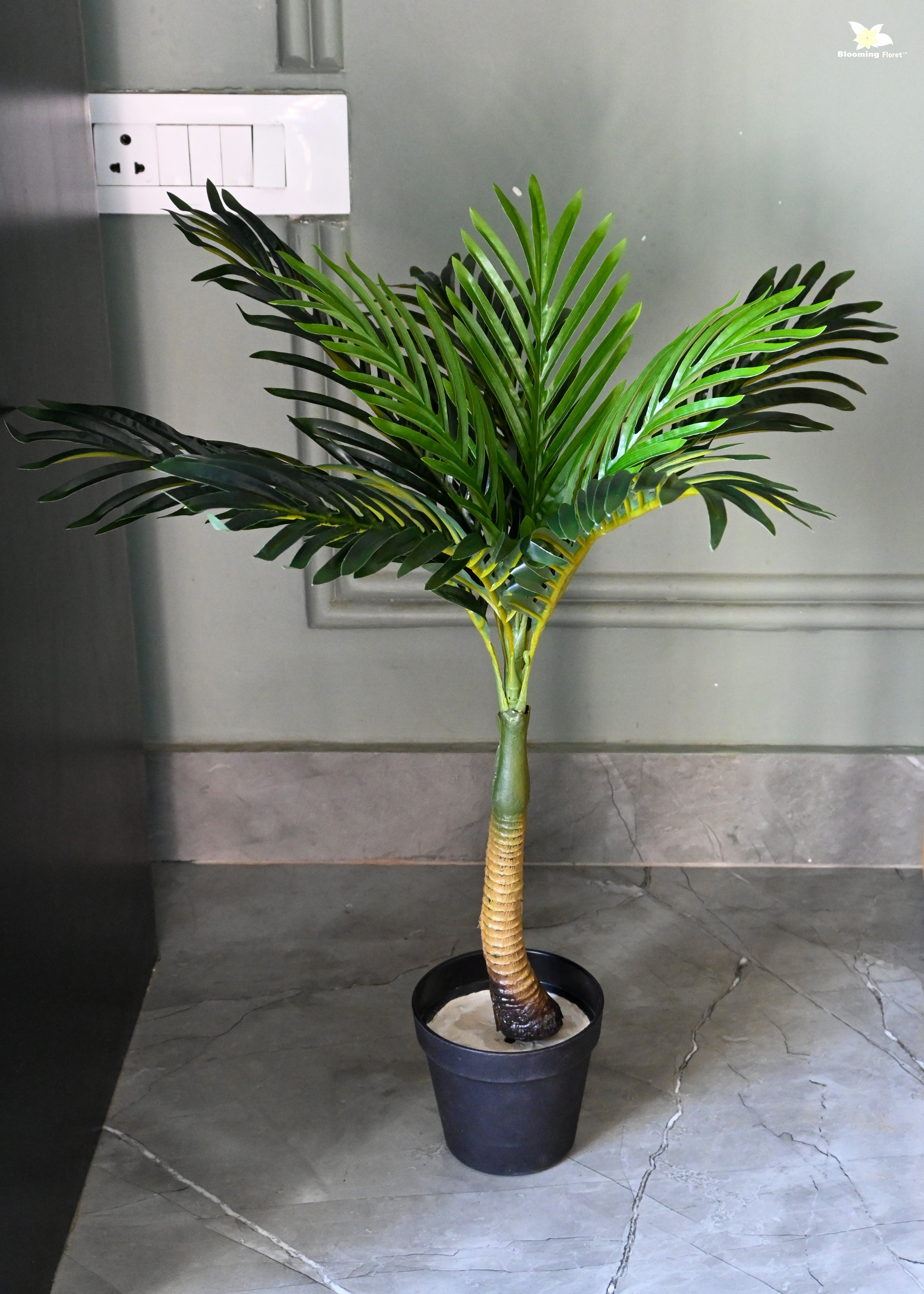 Artificial Bonsai Palm Tree for Decor | 9 Leaves With Basic Pot | 68.5 cm