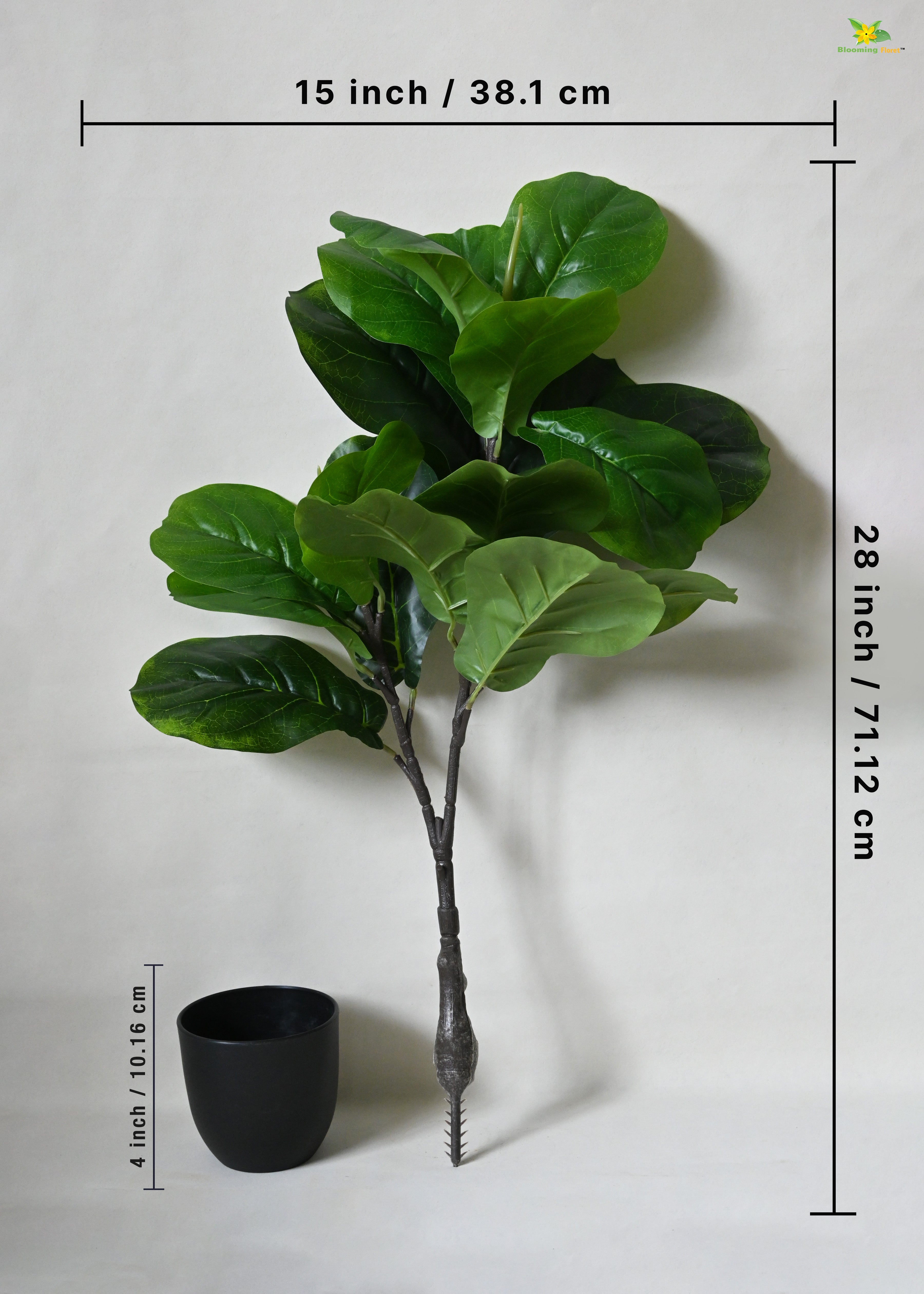 Artificial Fiddle-leaf Fig Plant For Decor 18 Leaves with Basic Pot | 71.1 cm