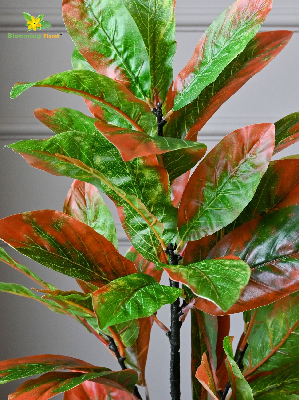 Artificial Croton Plant – 65 cm, 30 Leaves, with Basic Pot