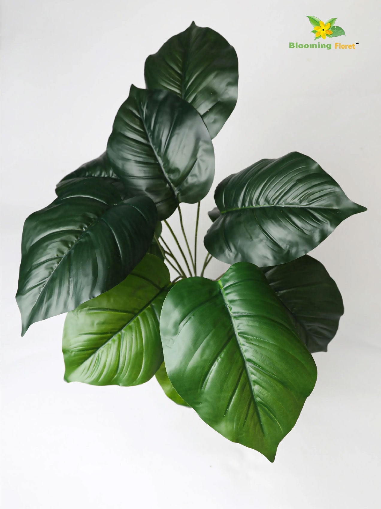 Artificial Philodendron Plant | Green Leaves | 50 cm | 12 Leaves | With Basic Pot