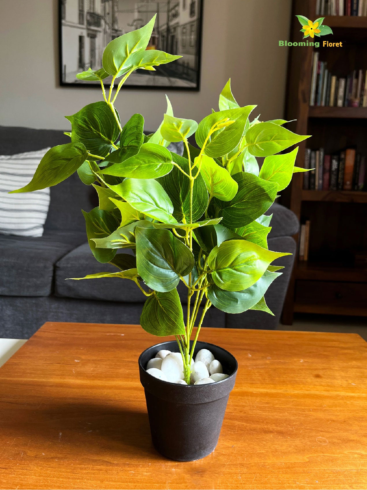 Artificial Jade Pothos Plant | 45 cm | With Basic Pot