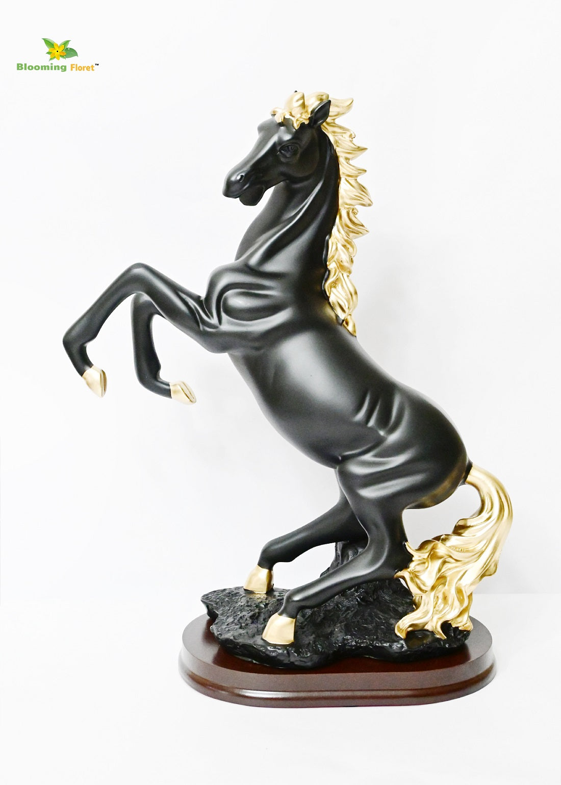 Horse with Gold hair Showpiece - Black