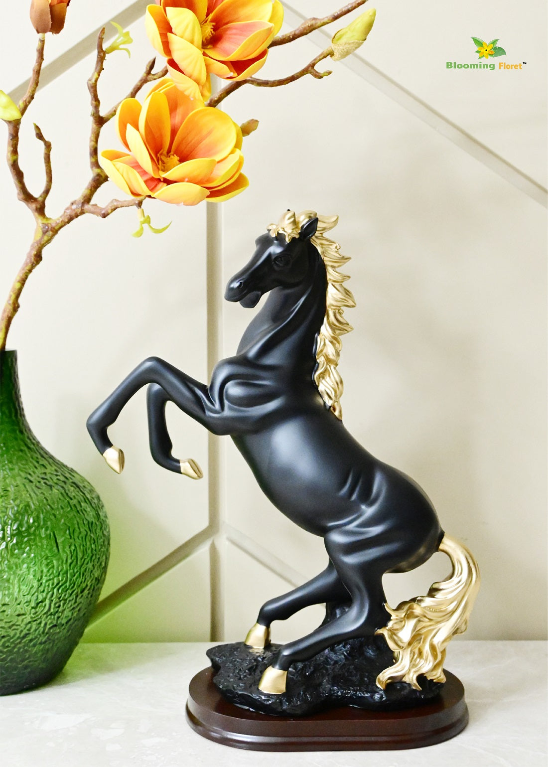 Horses with Gold hair Statue & Showpiece