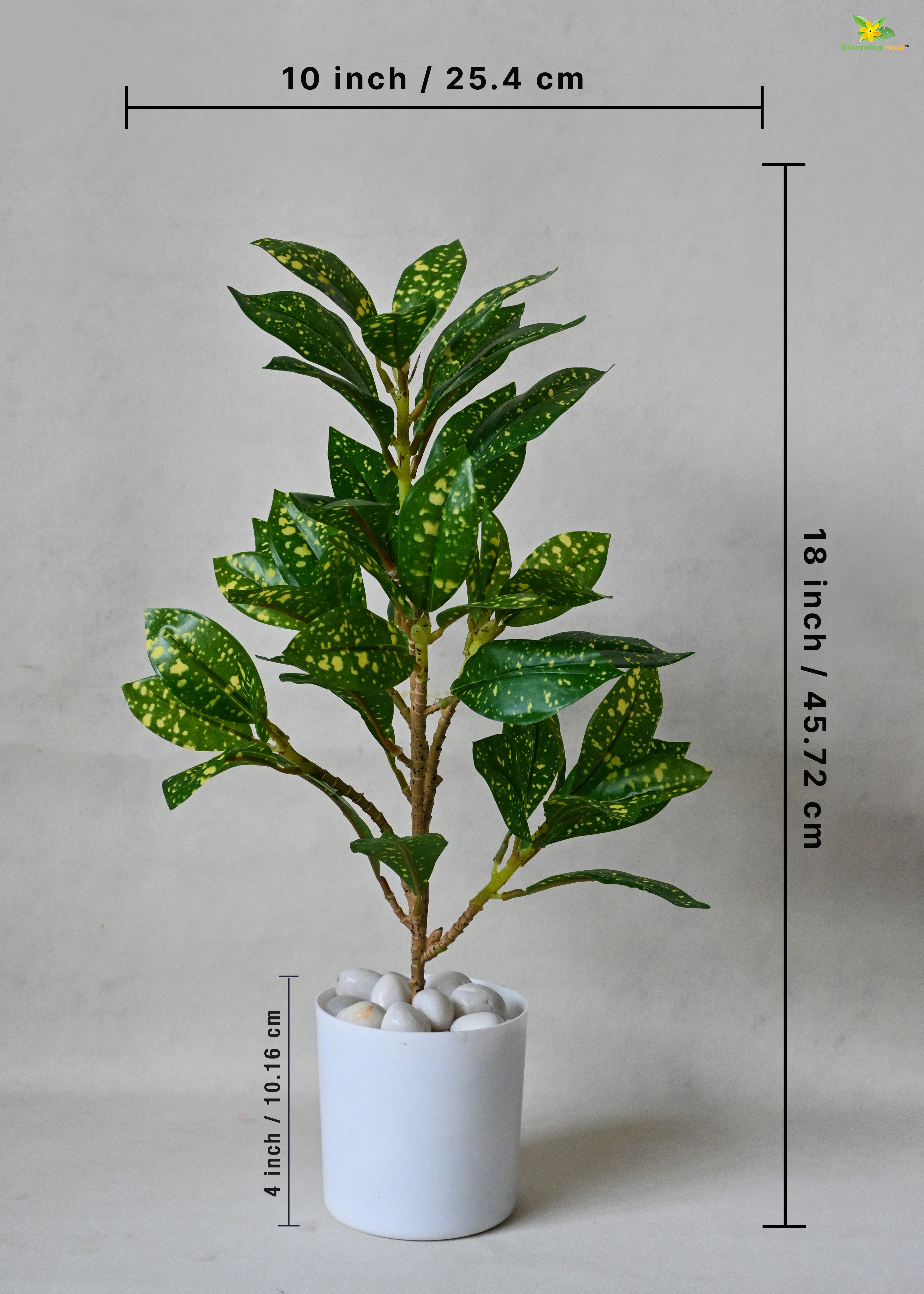 Artificial Gold Dust Croton Plant for Decor with Basic Pot | 45.7 cm