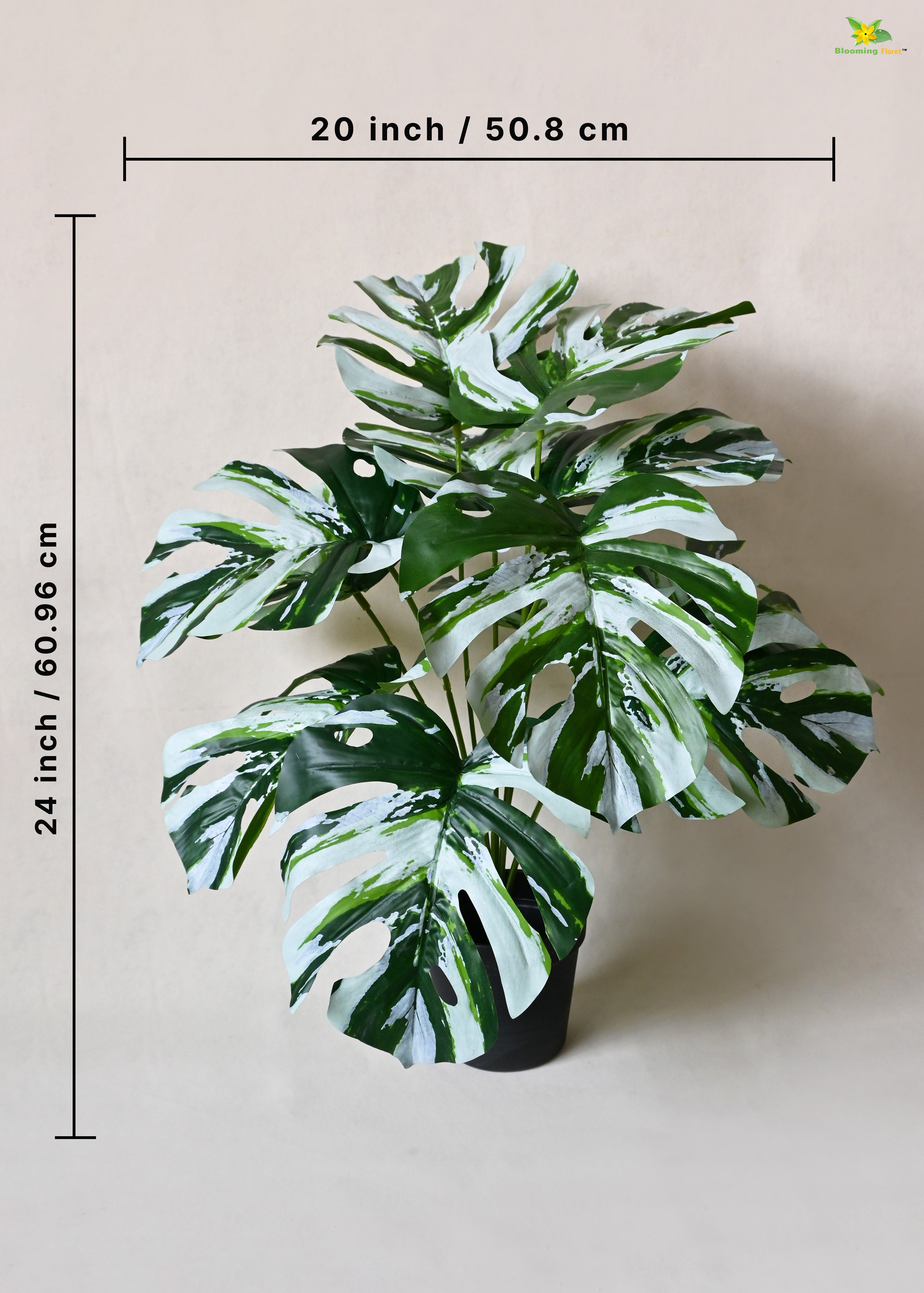 Artificial Monstera Plant for Decor | 12 Leaves with Basic Pot | 60.9 cm