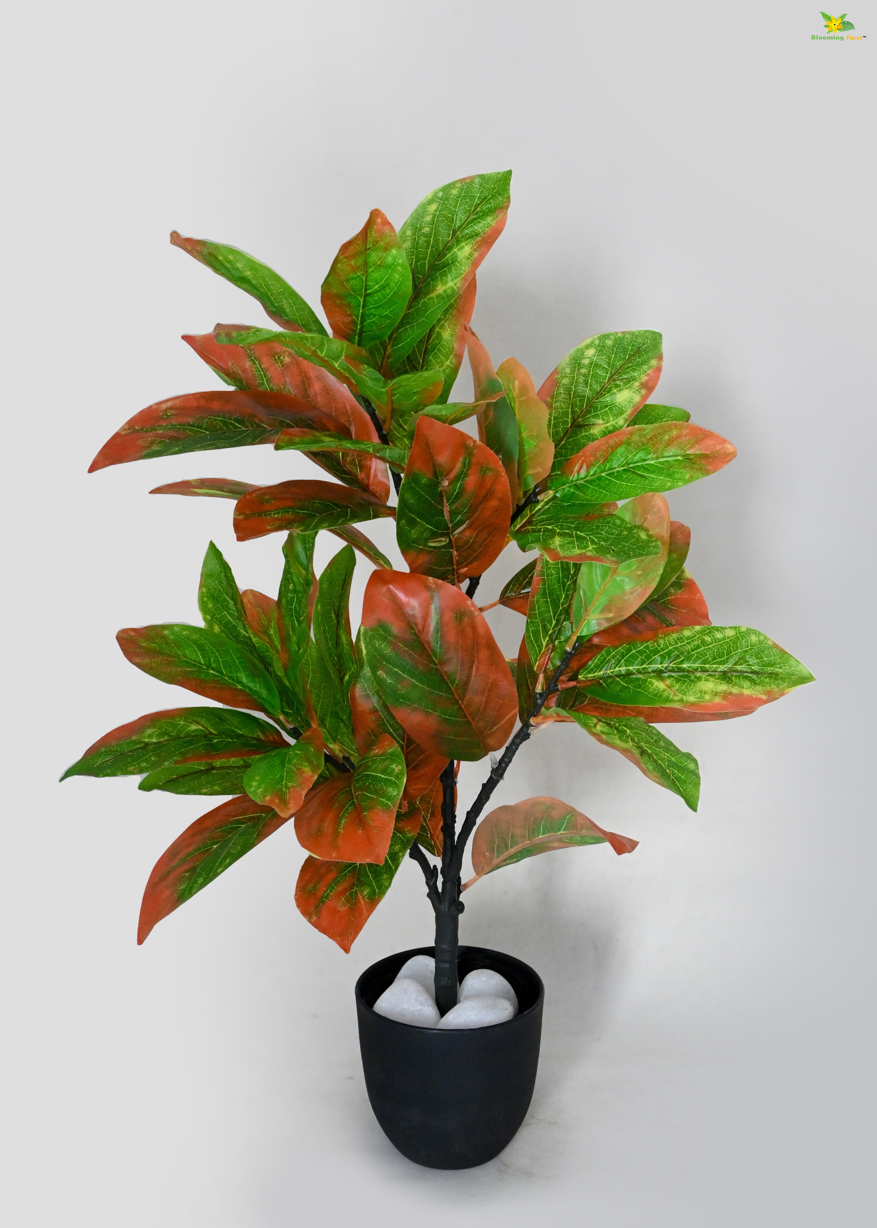 Artificial Croton Plant for Decor 30 Leaves with Basic Pot | 65 cm