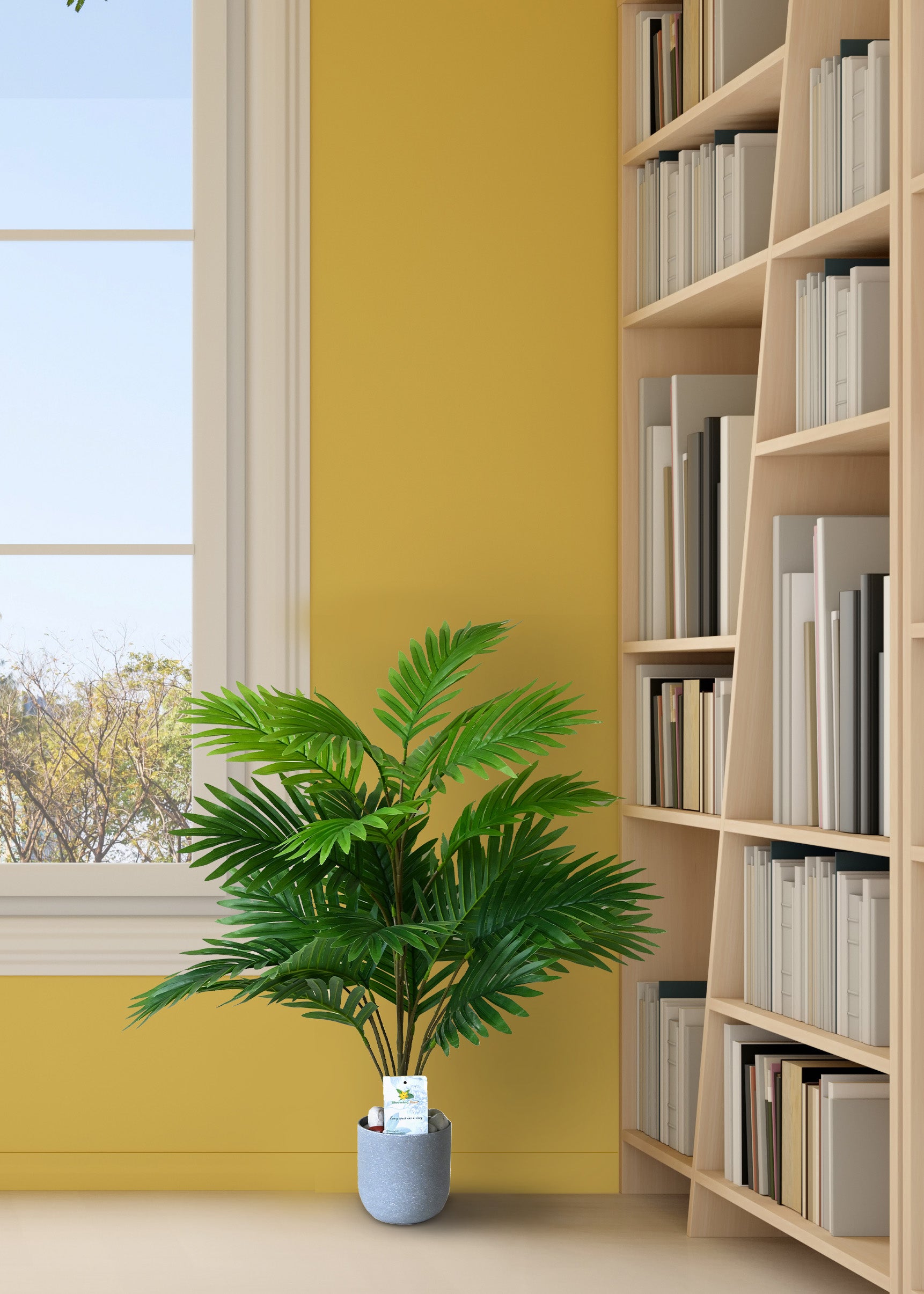 Artificial Areca Palm Plant for Decor | 21 Leaves with Basic Pot | 76.2 cm