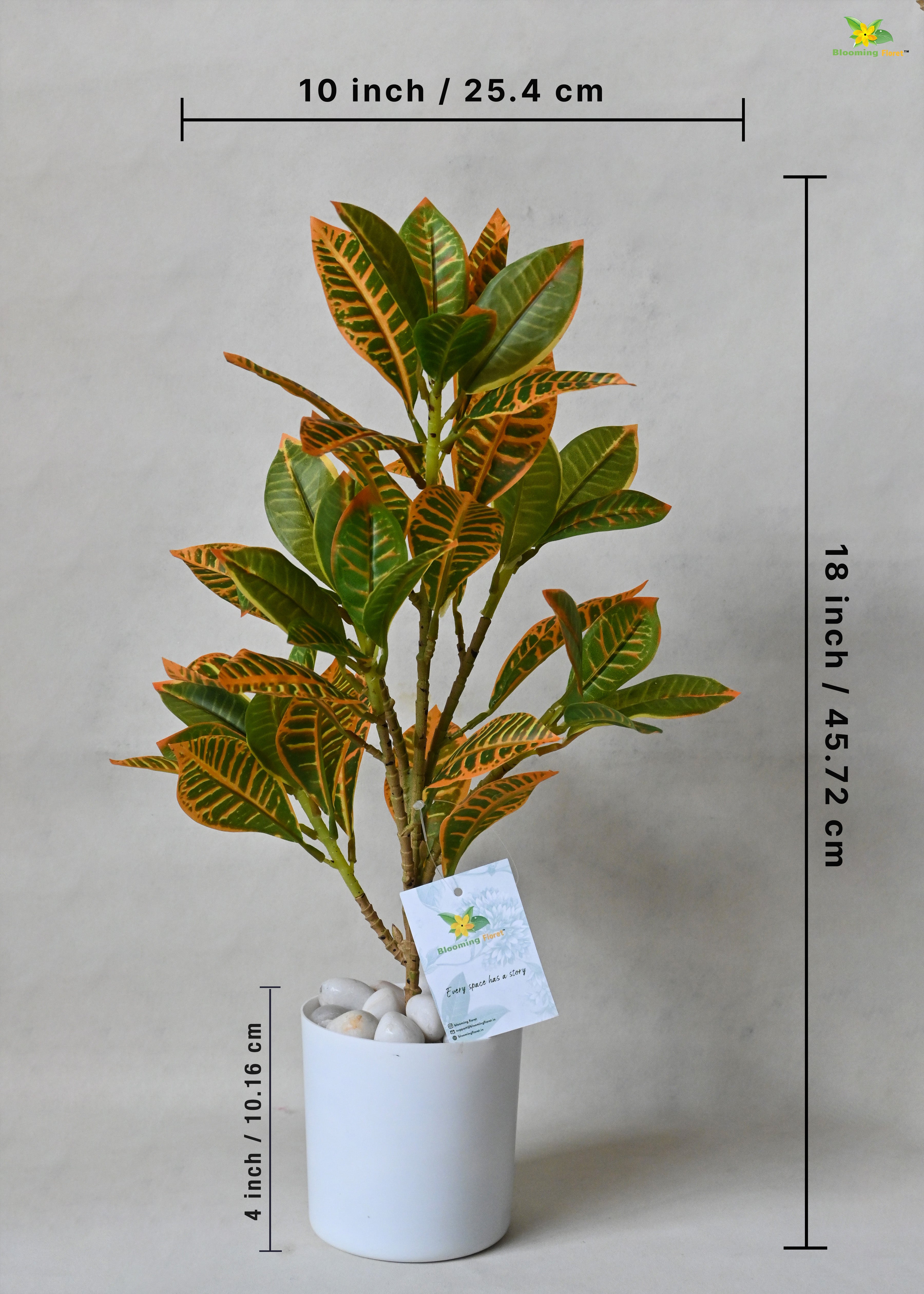 Artificial Croton Plant for Decor with Basic Pot | 45.7 cm