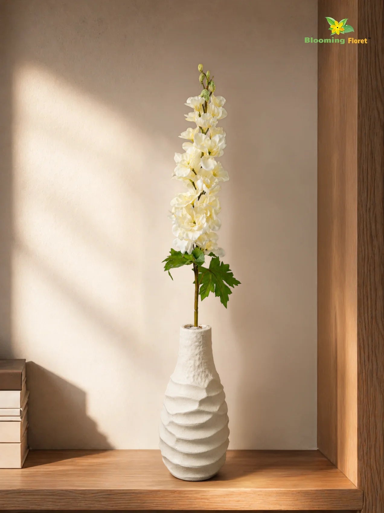 Delphinium Flower Stick | White | 88 cm