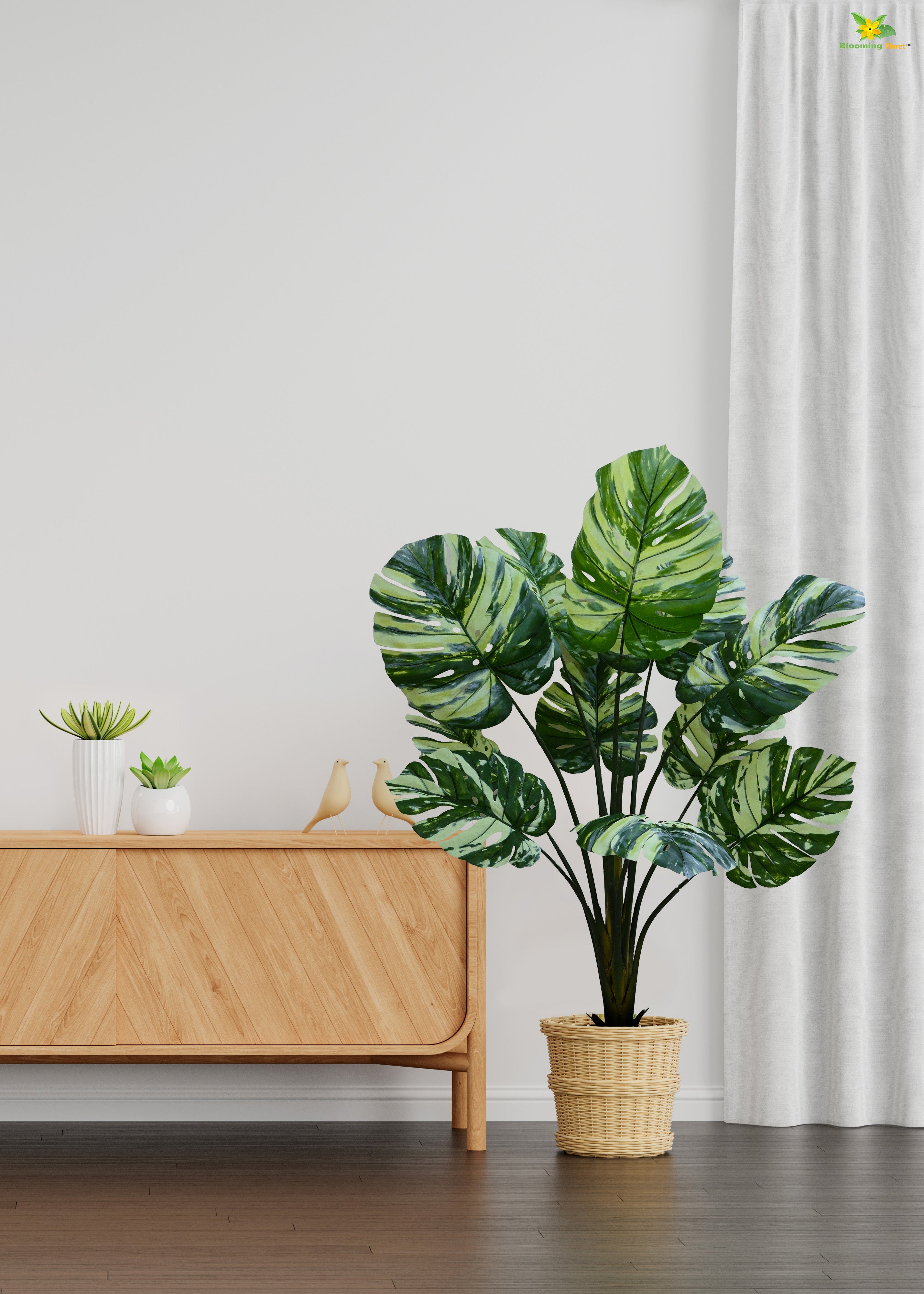 Artificial Monstera Tree Plant for Decor | 11 Leaves With Basic Pot  | 135cm