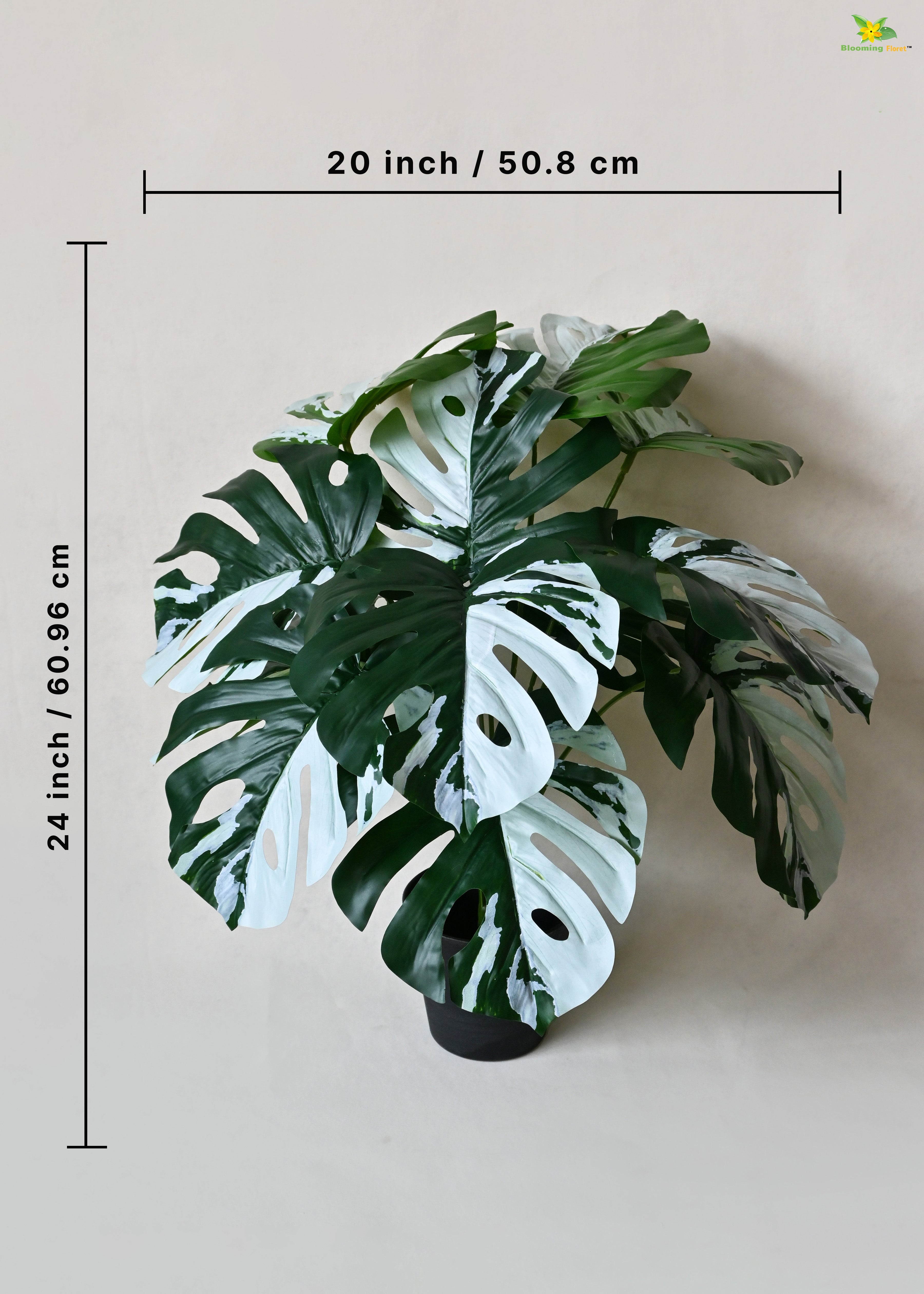 Artificial Monstera Plant for Decor | 12 Leaves with Basic Pot | 60.9 cm