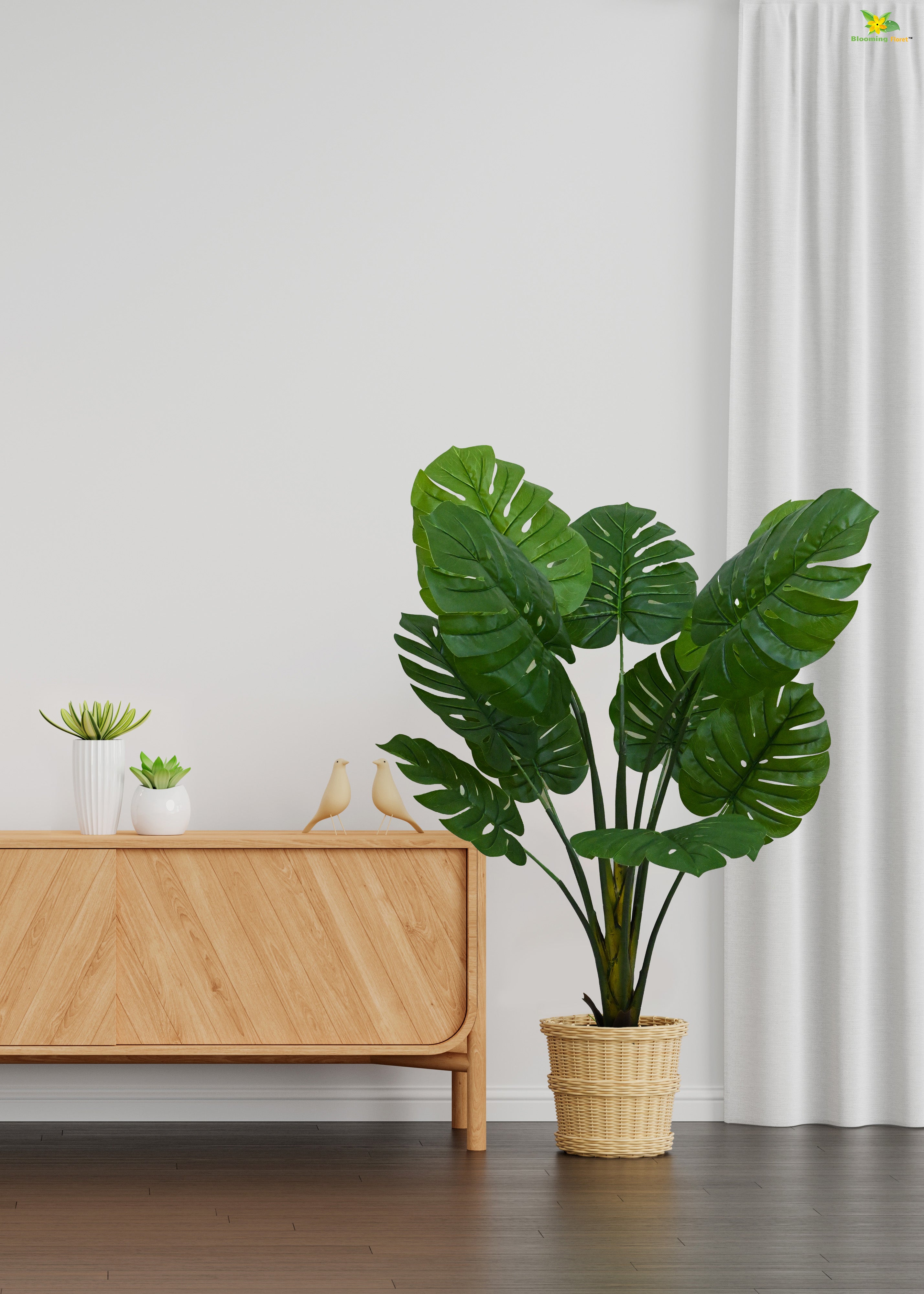 Artificial Monstera Plant for Decor | 11 Leaves With Basic Pot  | 135cm