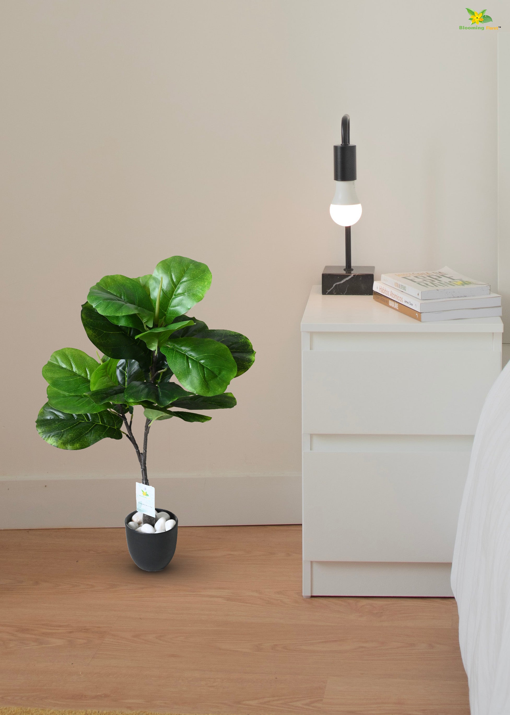 Artificial Fiddle-leaf Fig Plant For Decor 18 Leaves with Basic Pot | 71.1 cm