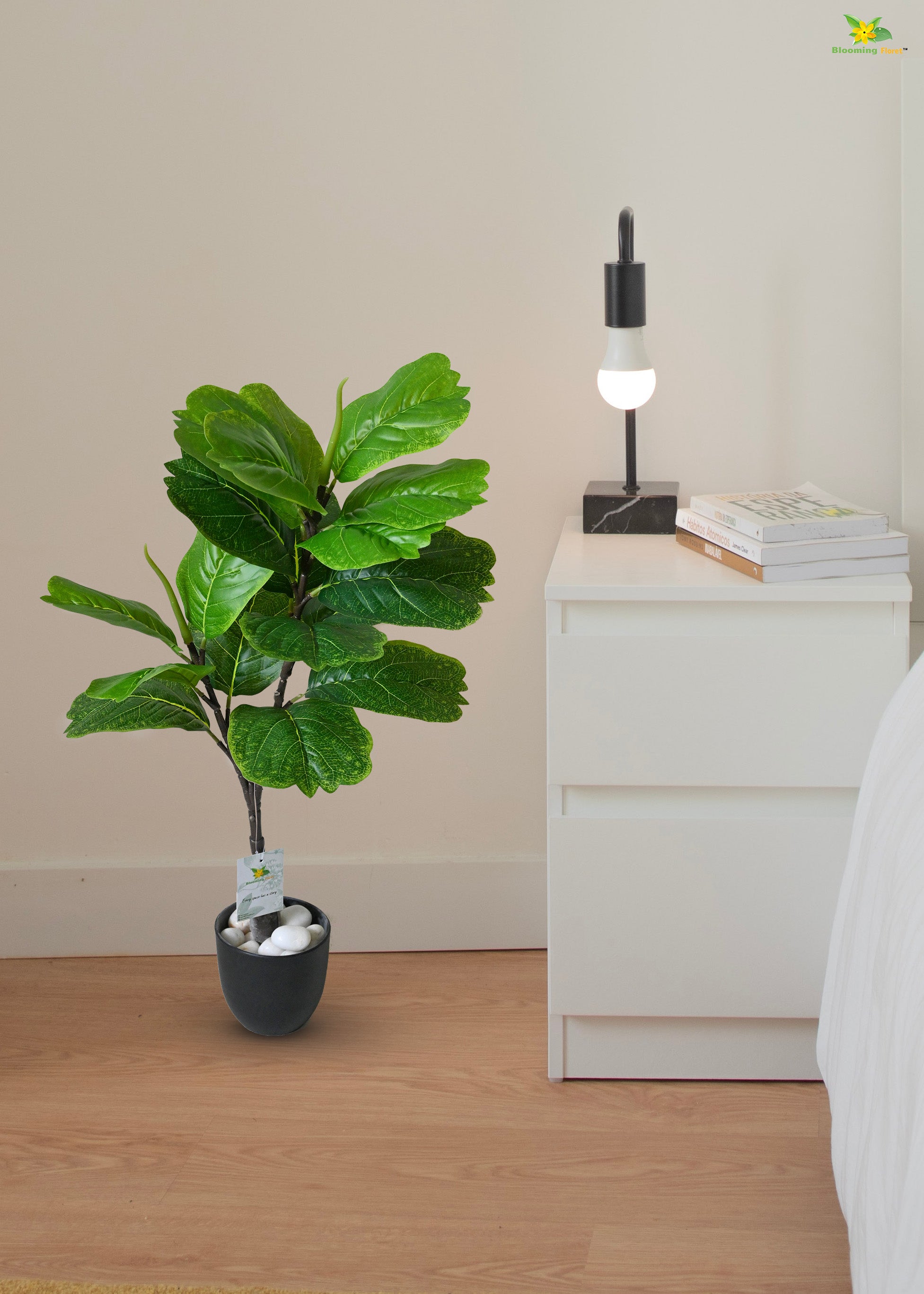 Artificial Fiddle Leaf Fig Plant For Decor 18 Leaves with Basic Pot | 71.1 cm