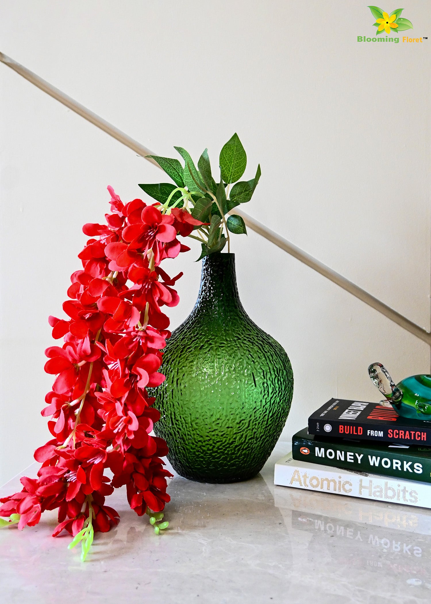 Globular Glass Vase | Green | 25 cm