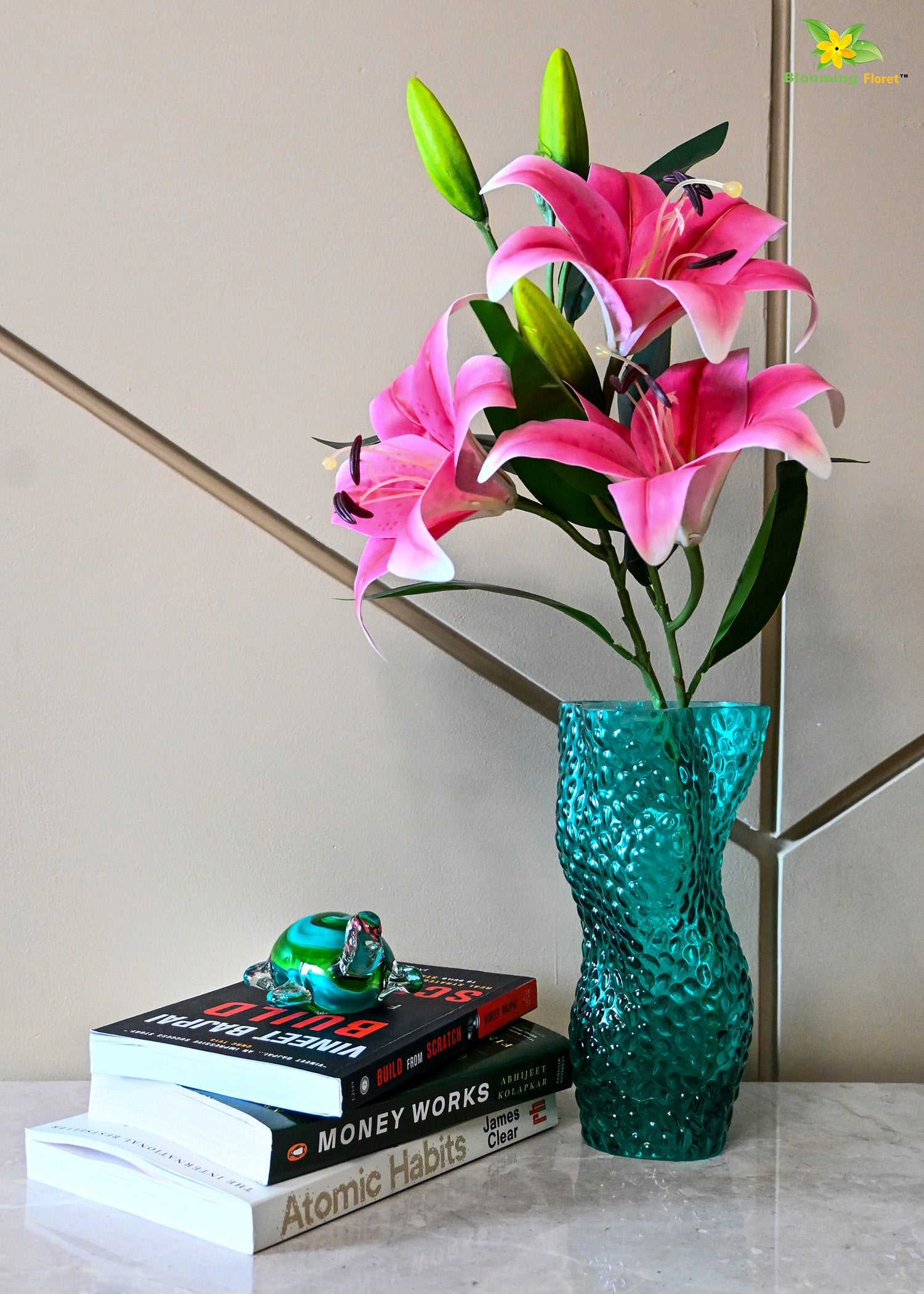 Twisted Glass Vase | Green | 23 cm