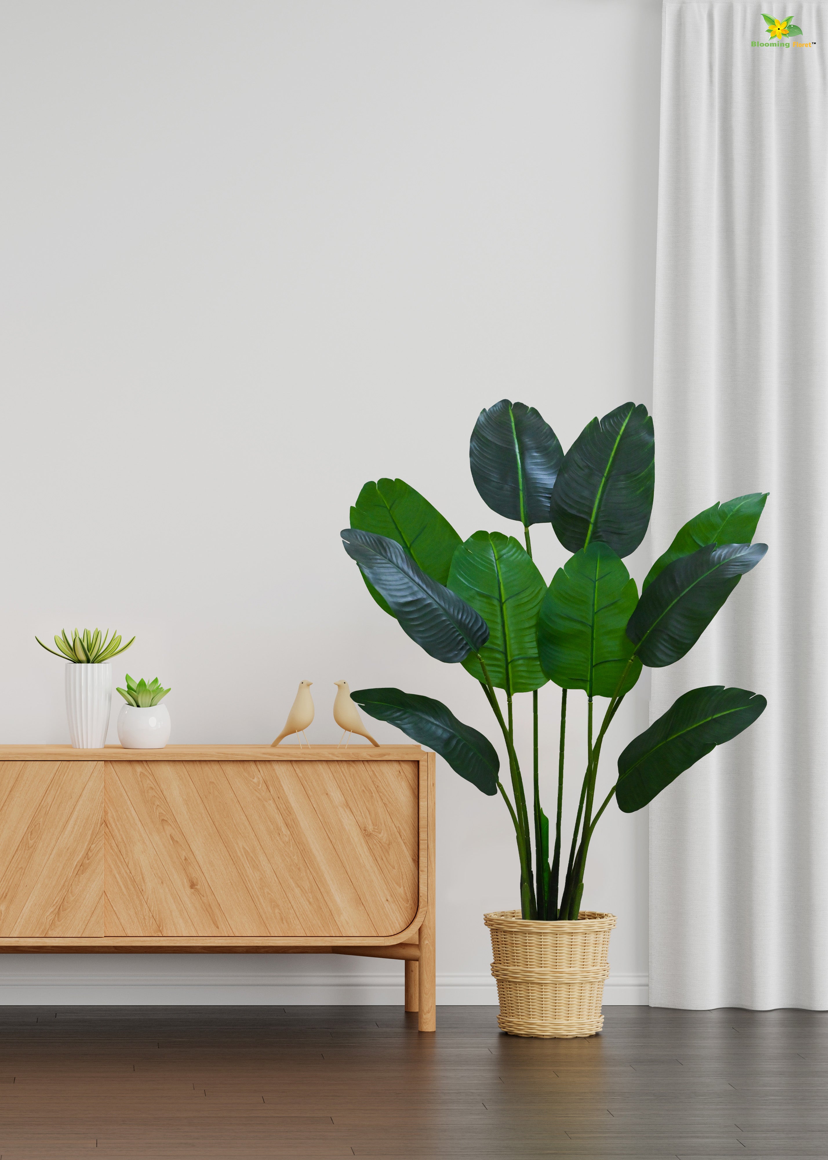 Artificial Banana Tree Plant for Decor | 3 Stems Having 10 Leaves With Pot  | 150cm