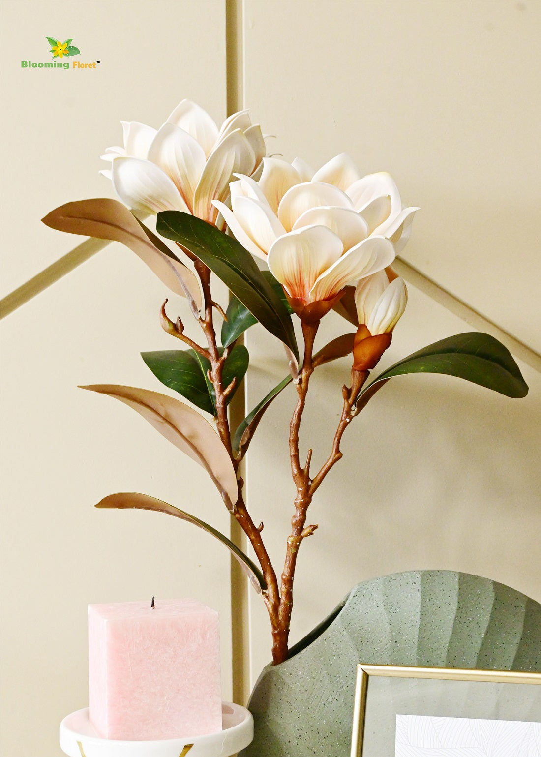 Artificial Magnolia Flower Branch – Elegant Decor in Multiple Colors (78.7 cm)