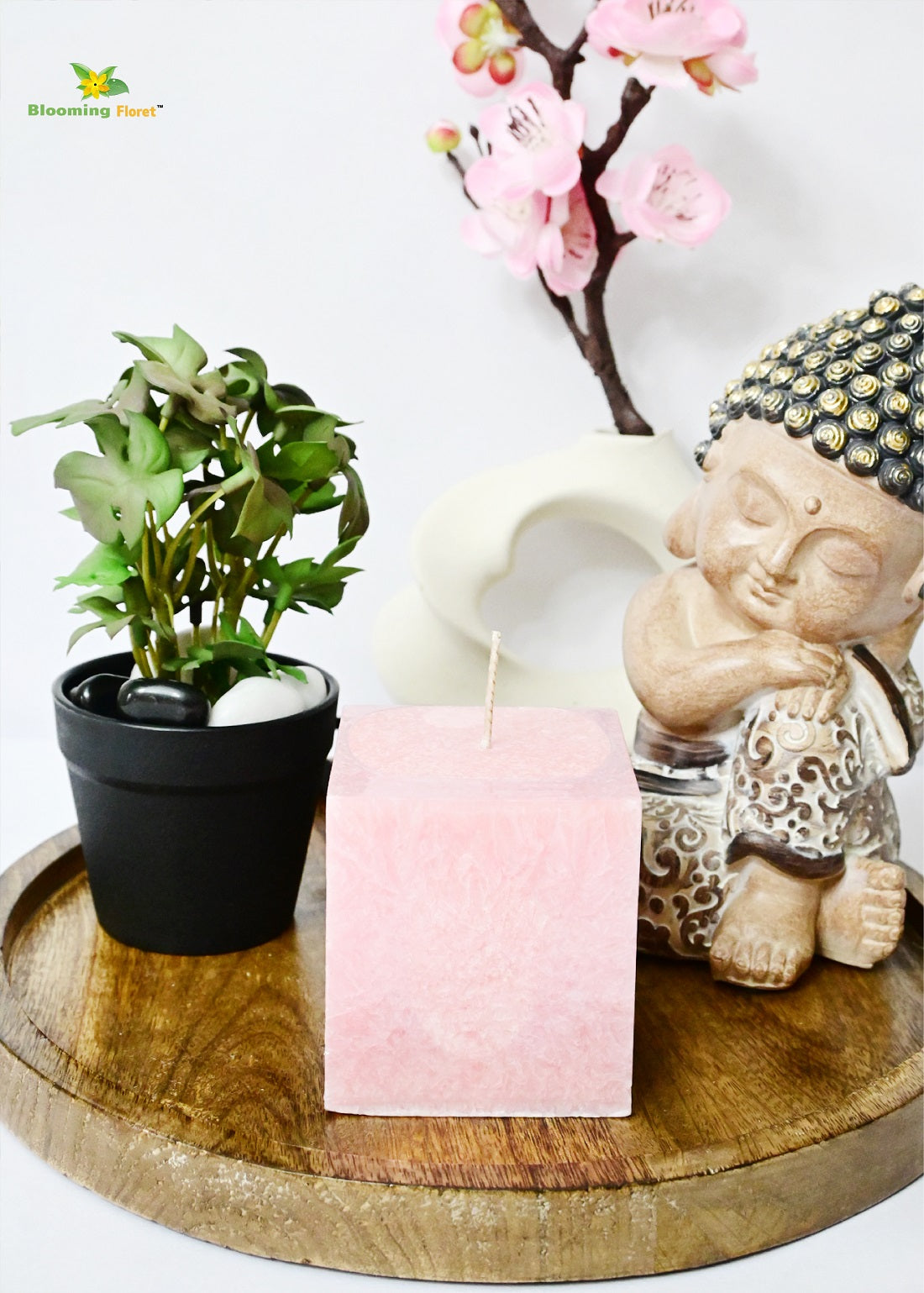 Pink Scented Square Candle - Set of 2