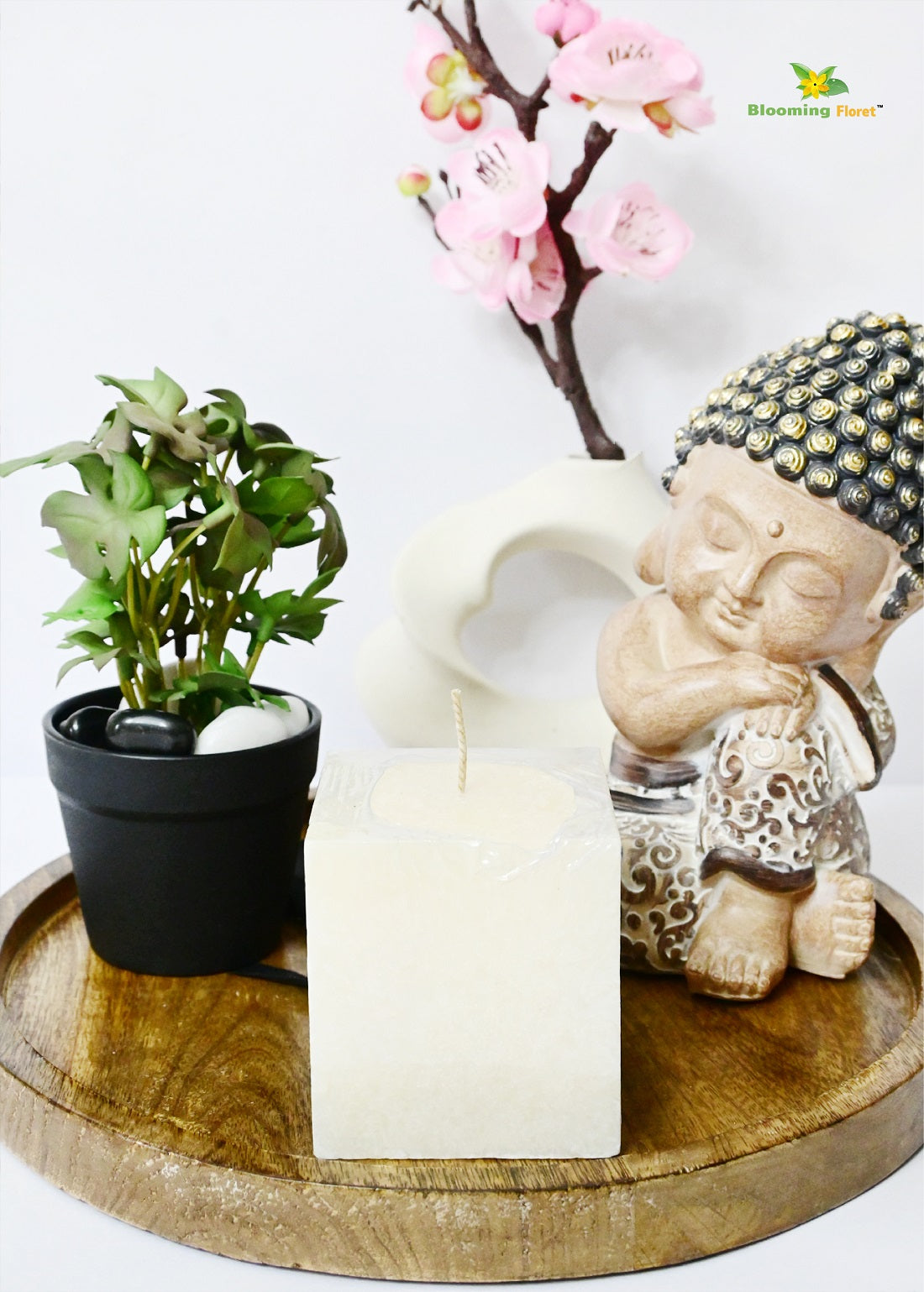 Cream Scented Square Candle - Set of 2