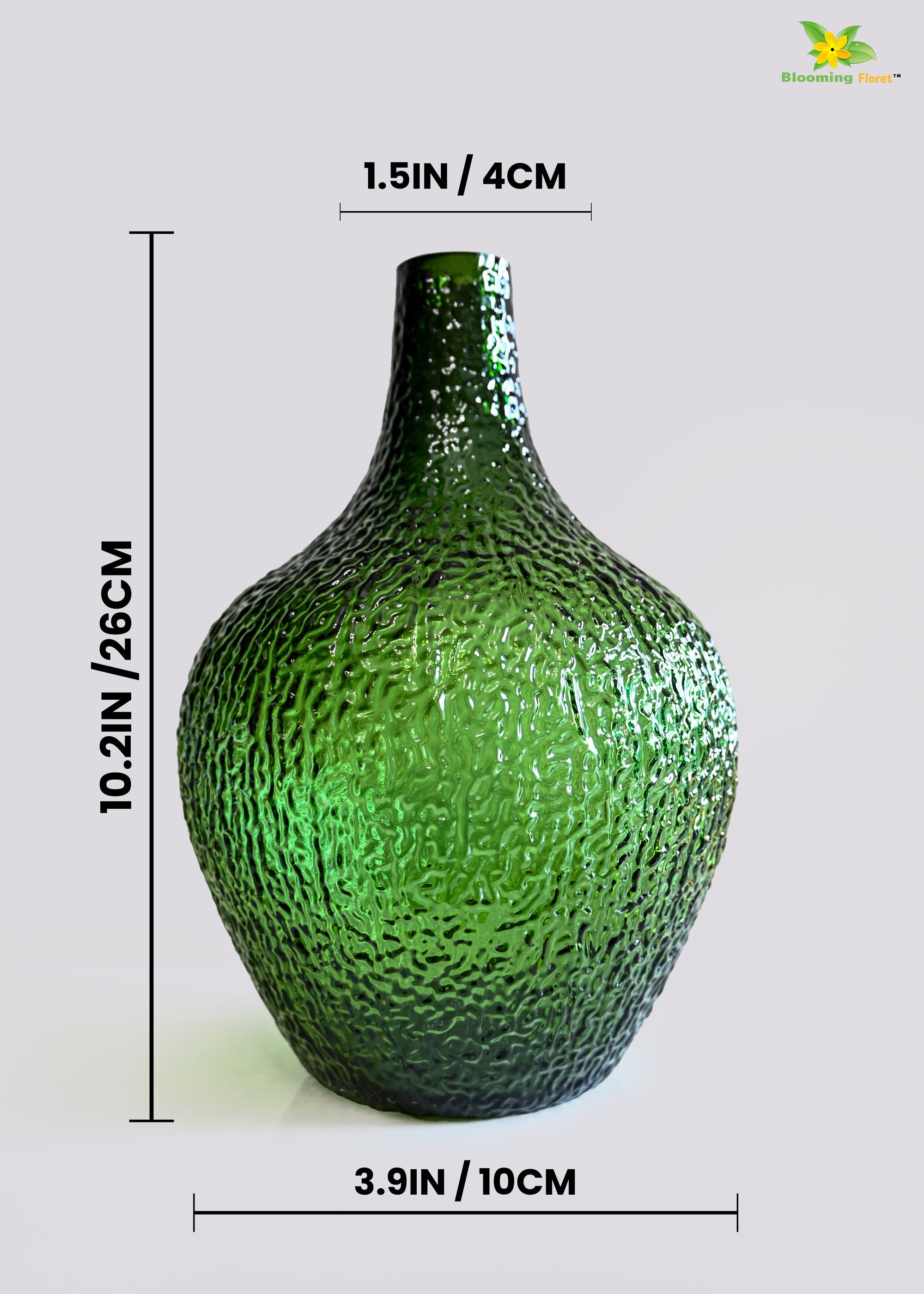 Globular Glass Vase | Green | 25 cm