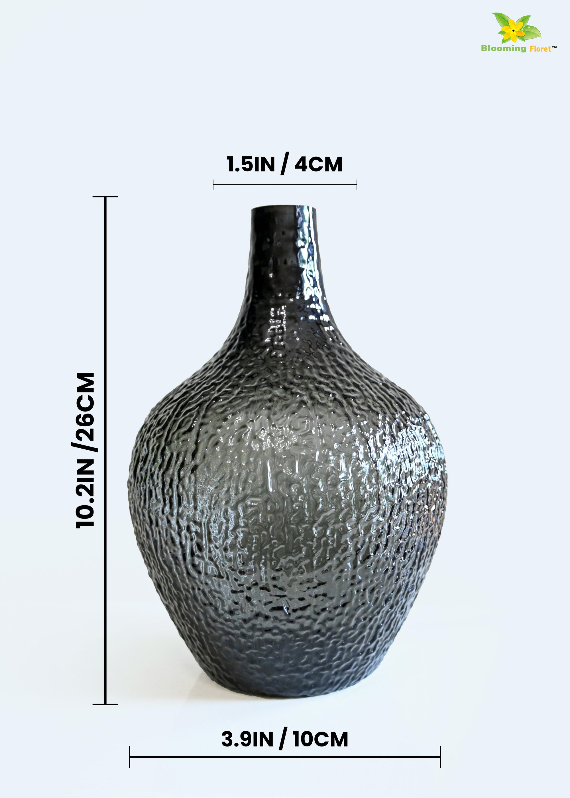 Globular Glass Vase | Black | 25 cm