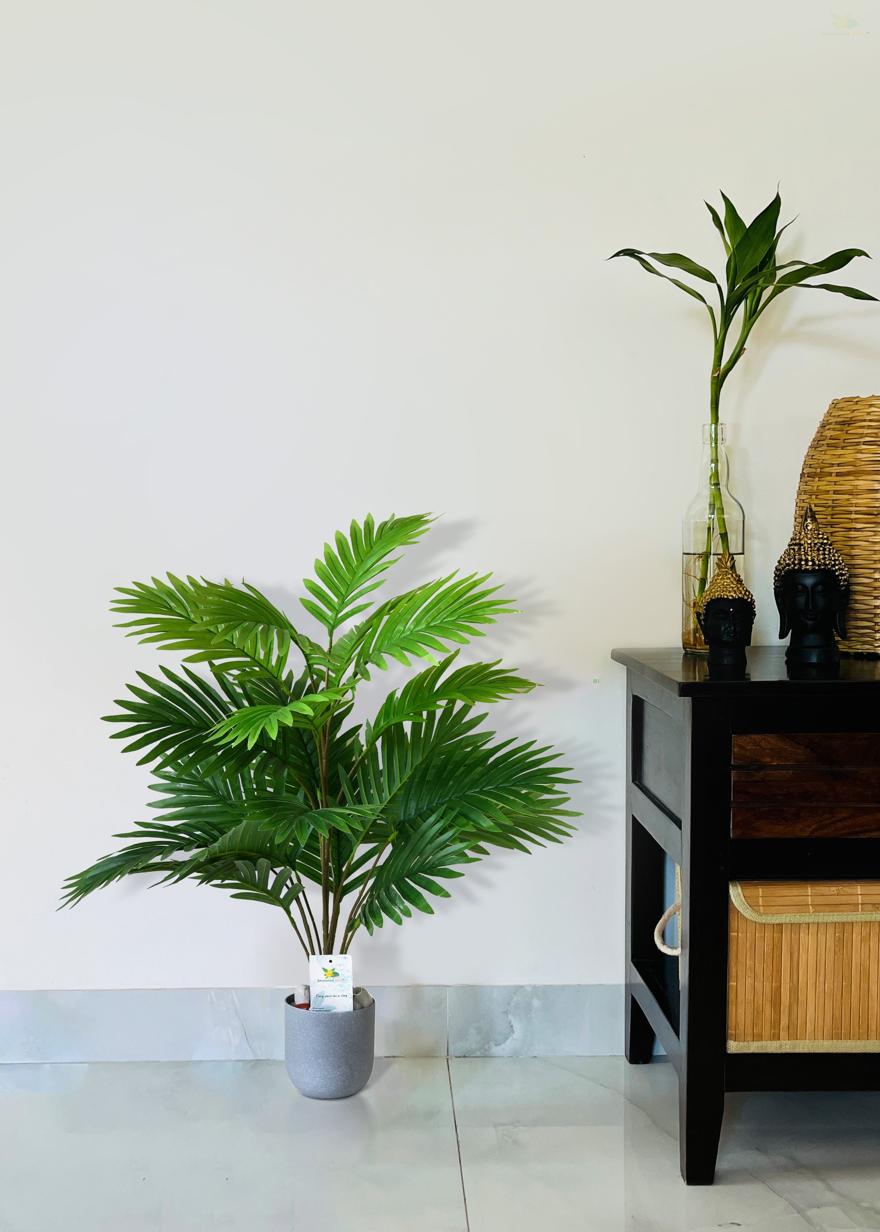 Artificial Areca Palm Plant for Decor | 21 Leaves with Basic Pot | 76.2 cm