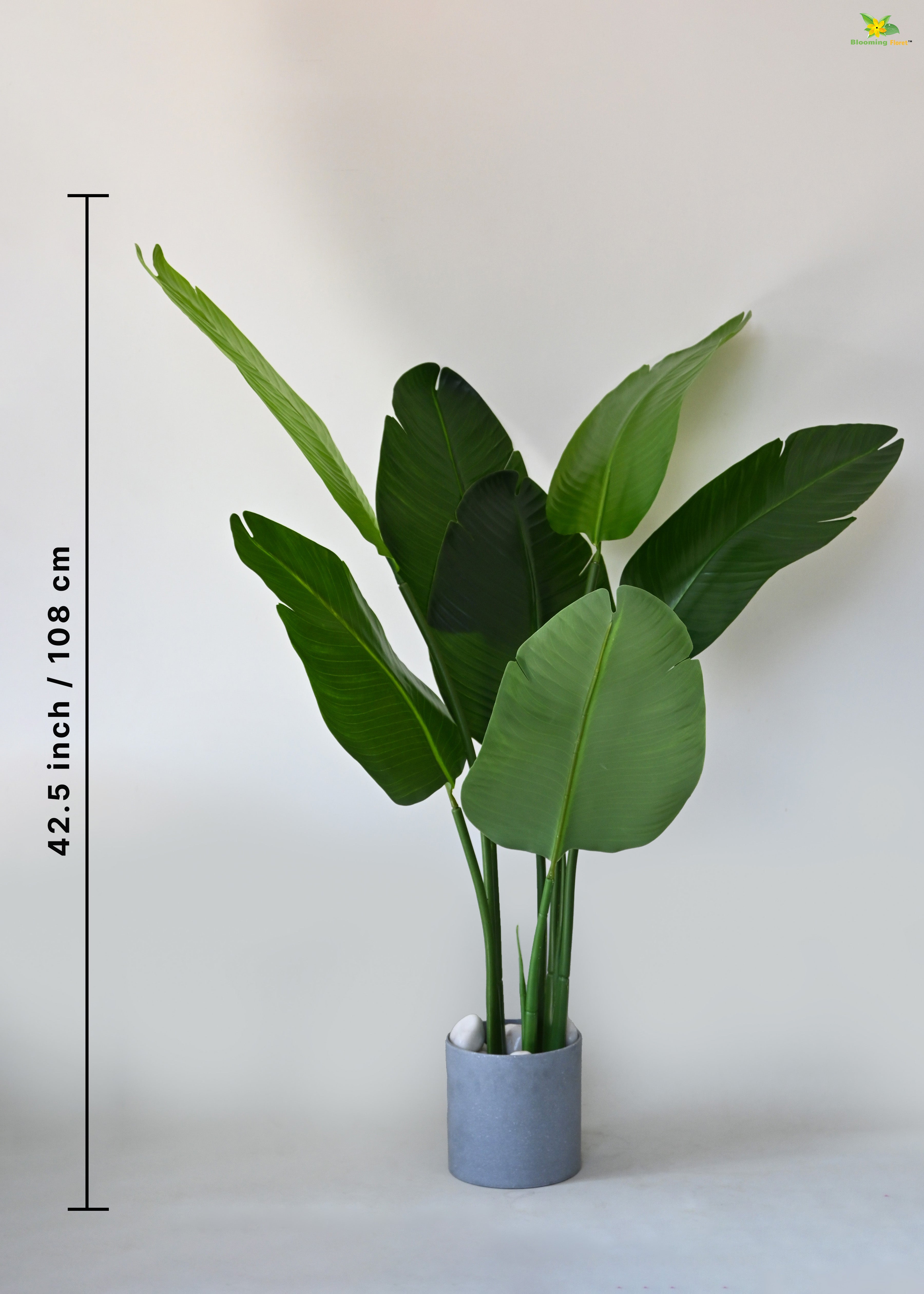 Artificial Banana Plant for Decor 3 Stem 7 Leaves with Basic Pot | 108 cm