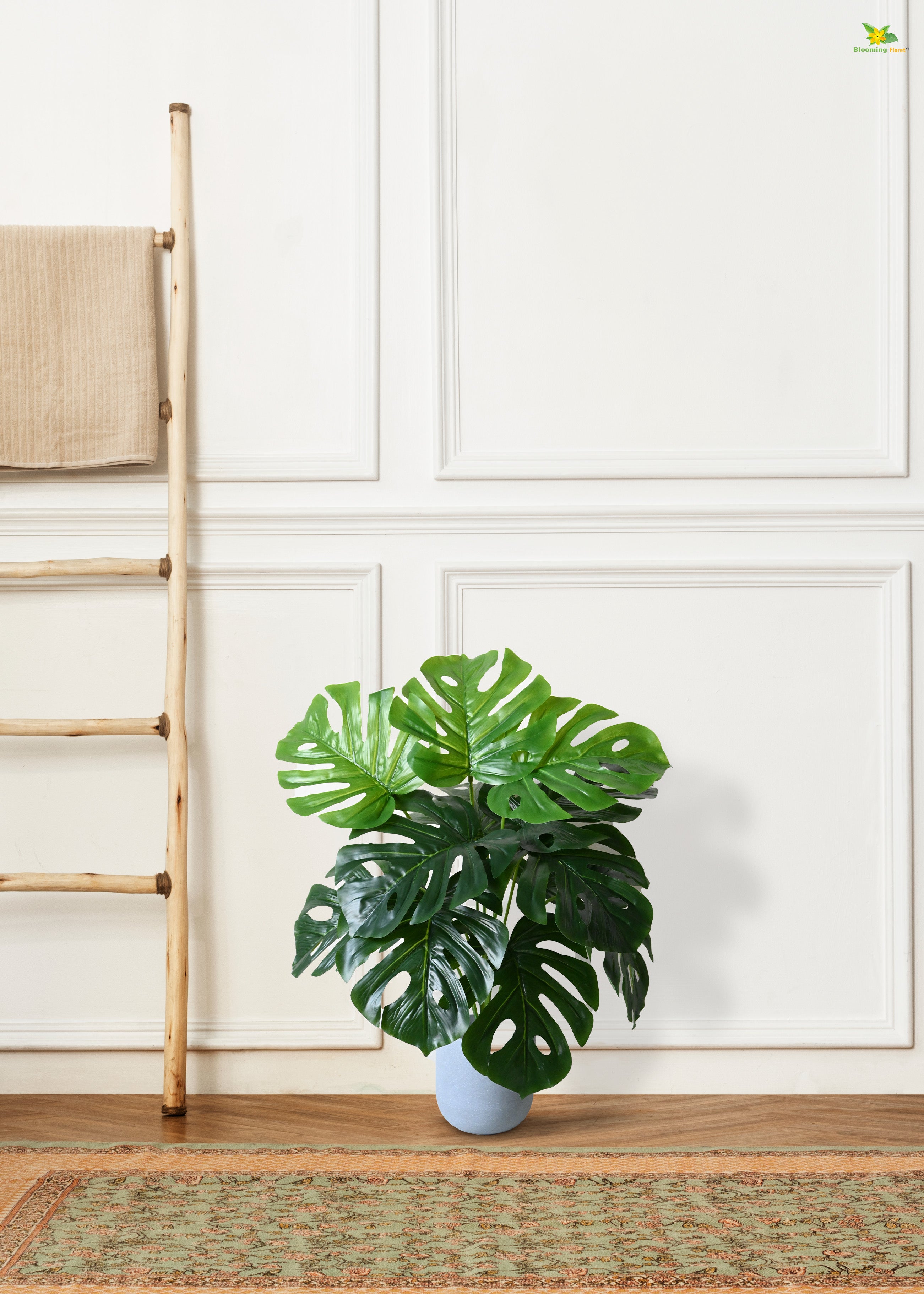 Artificial Monstera Plant for Decor | 12 Leaves with Basic Pot | 60.9 cm