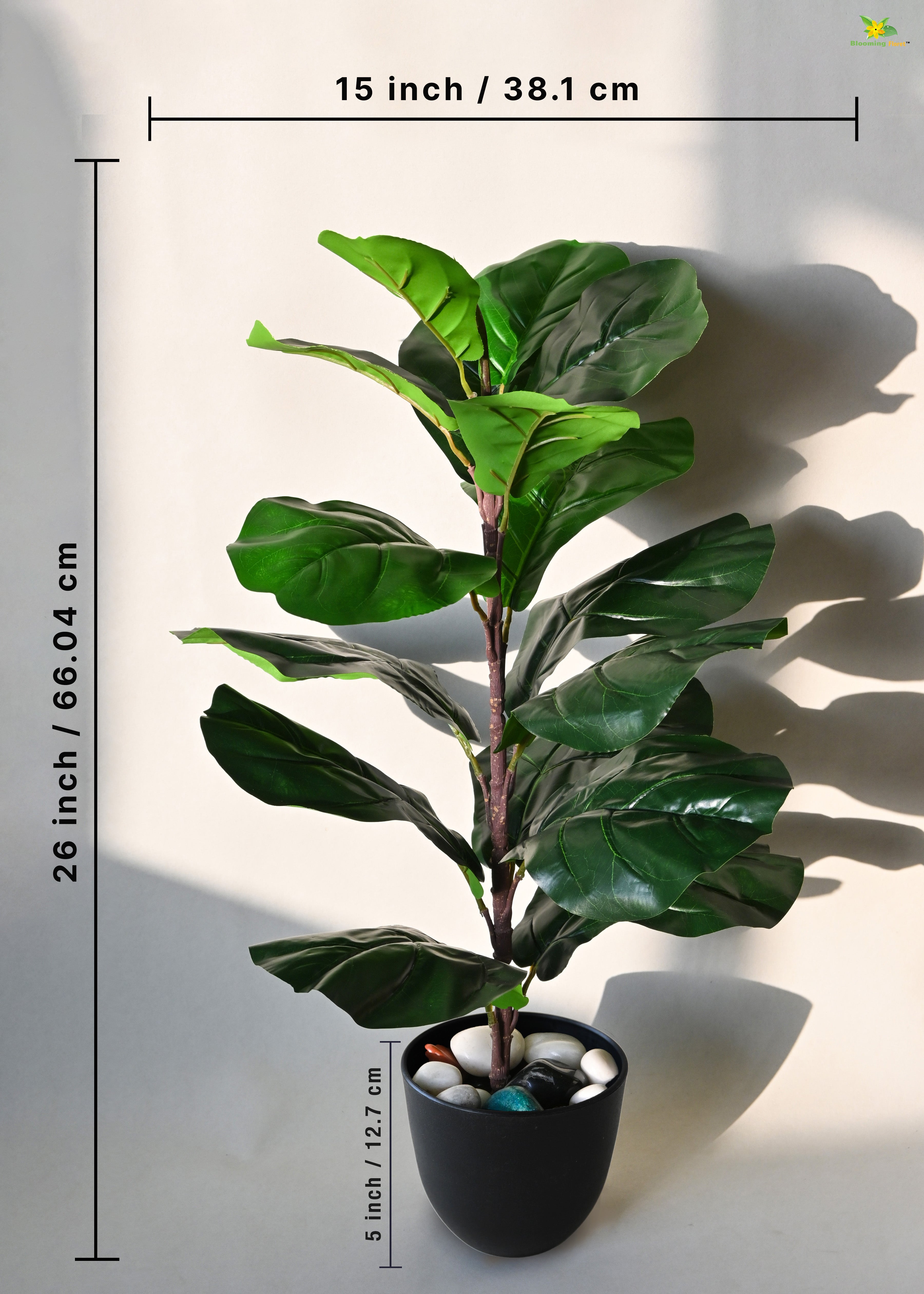 Artificial Fiddle-Leaf Fig Plant for Decor 16 Leaves with Basic Pot | 66 cm