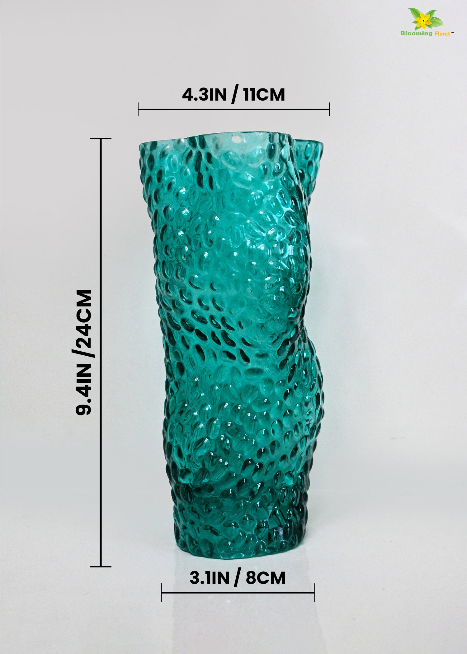 Twisted Glass Vase | Green | 23 cm