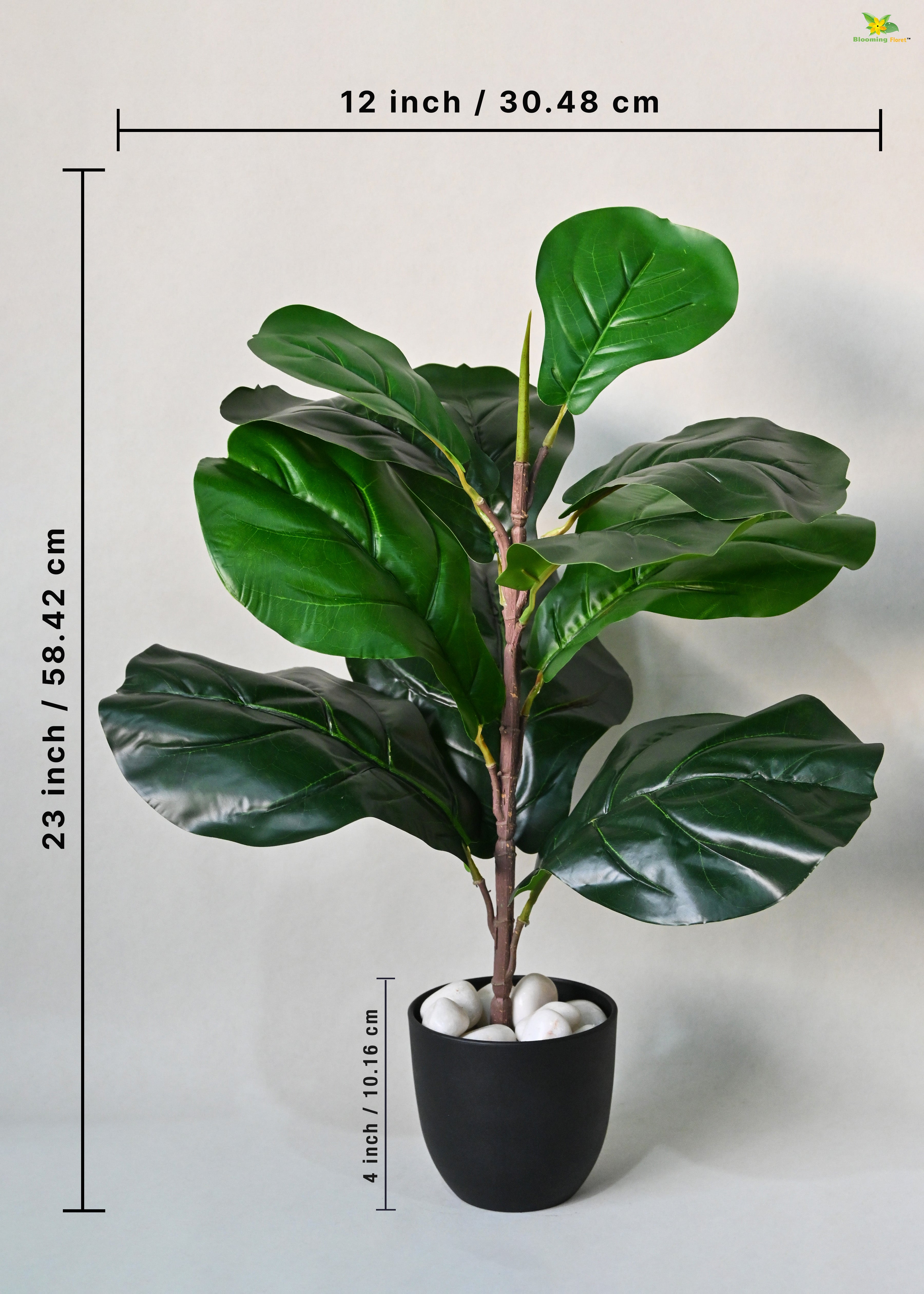 Artificial Fiddle-Leaf Fig Plant for Decor 11 Leaves with Basic Pot | 58.4 cm