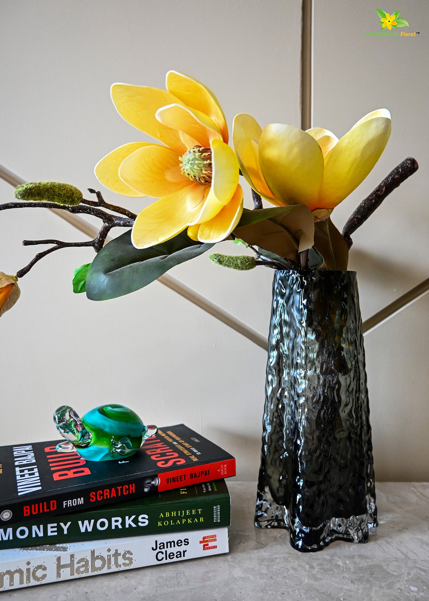 Prism Crystal Black Vase | 23 cm