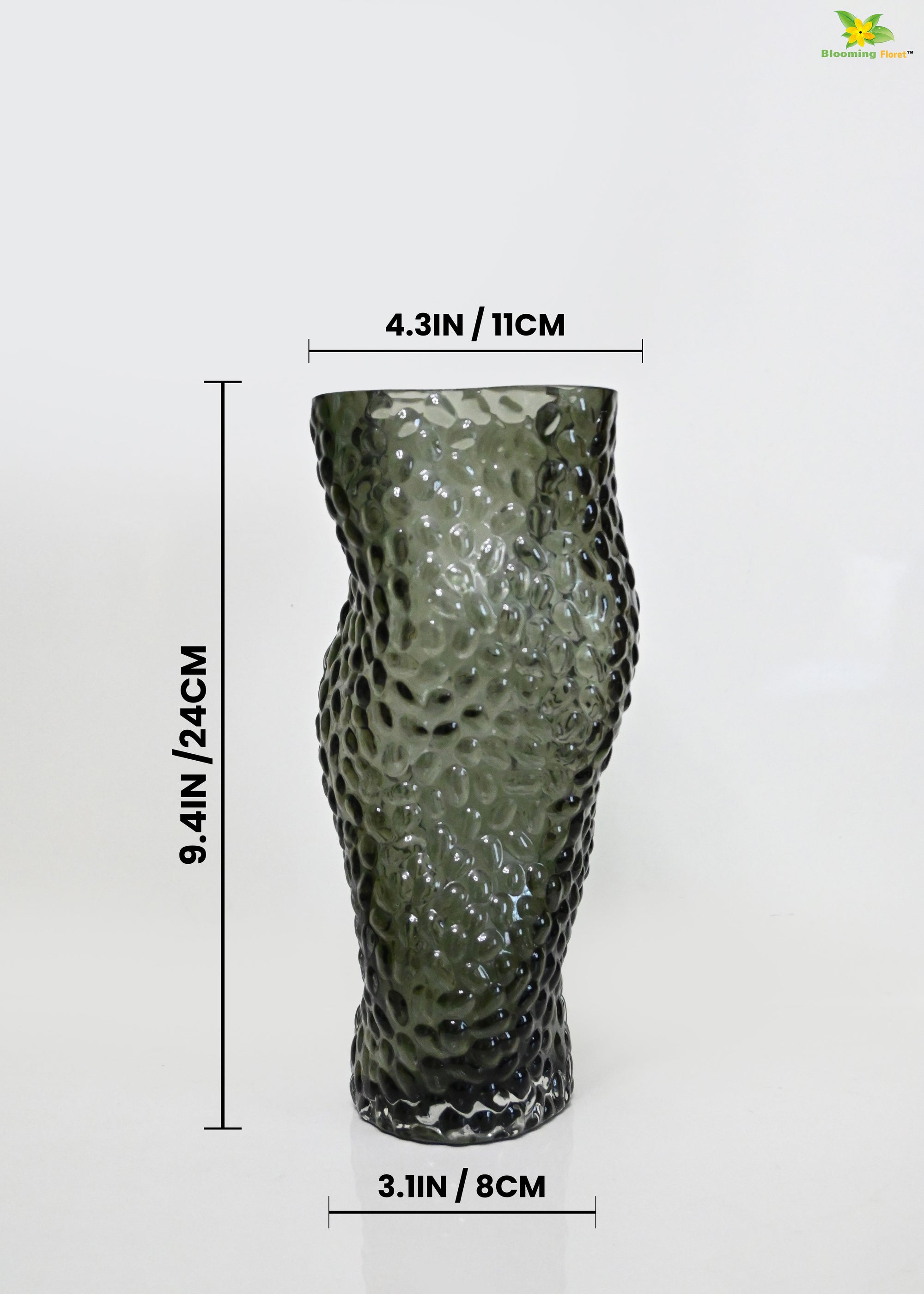 Twisted Glass Vase | Black | 23 cm