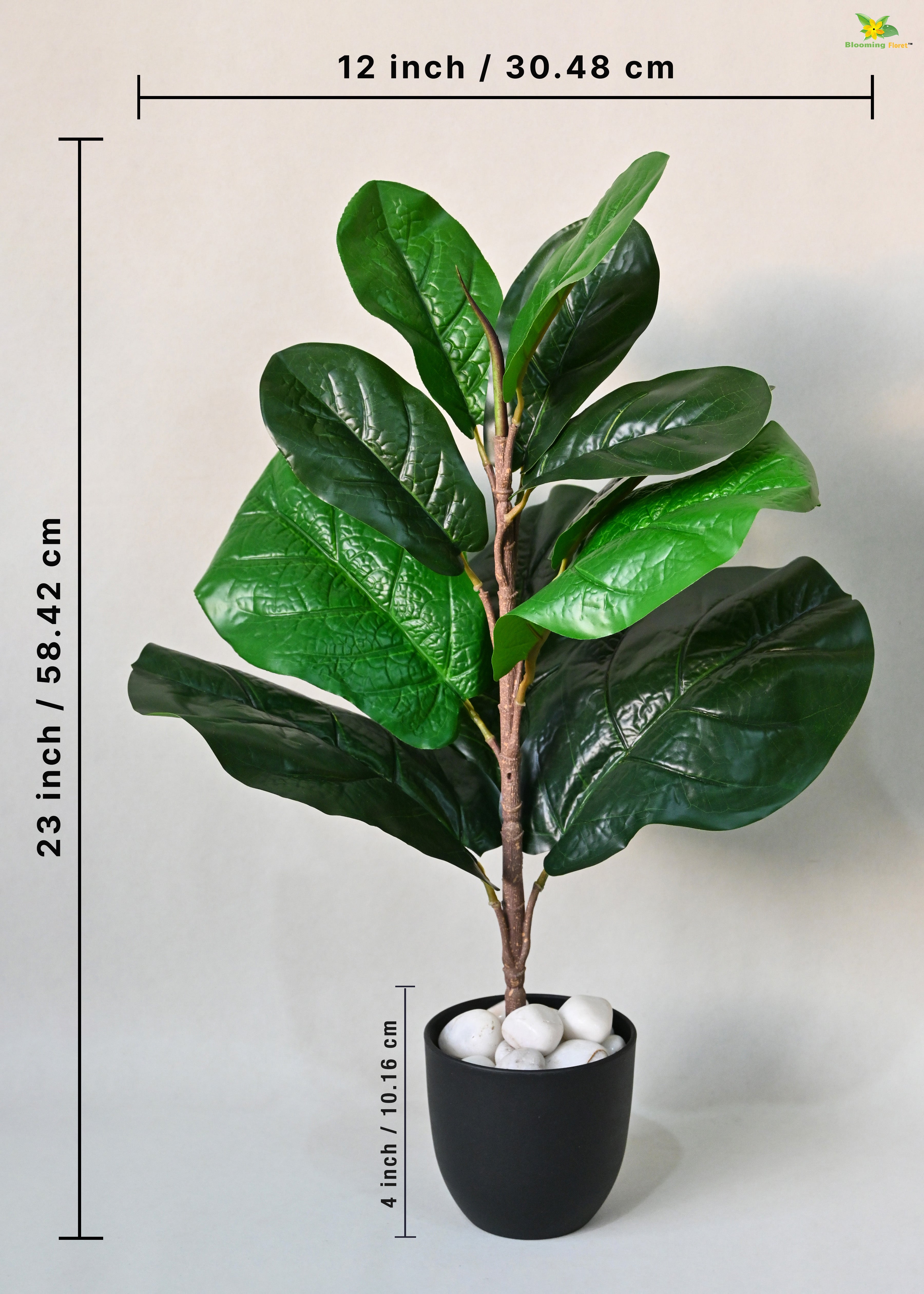 Artificial Fiddle-Leaf Fig Plant for Decor 11 Leaves with Basic Pot | 58.4 cm