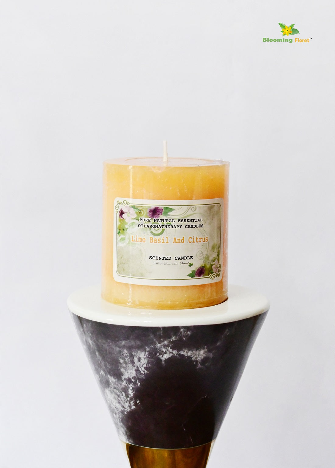 Lime Basil and Citrus Scented Pillar Candle-Set of 2 Pcs