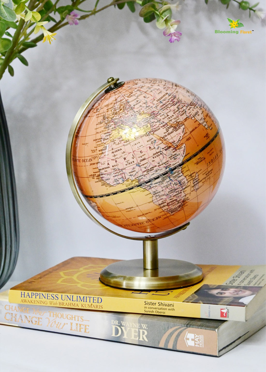 Globe on Metal Stand - Golden