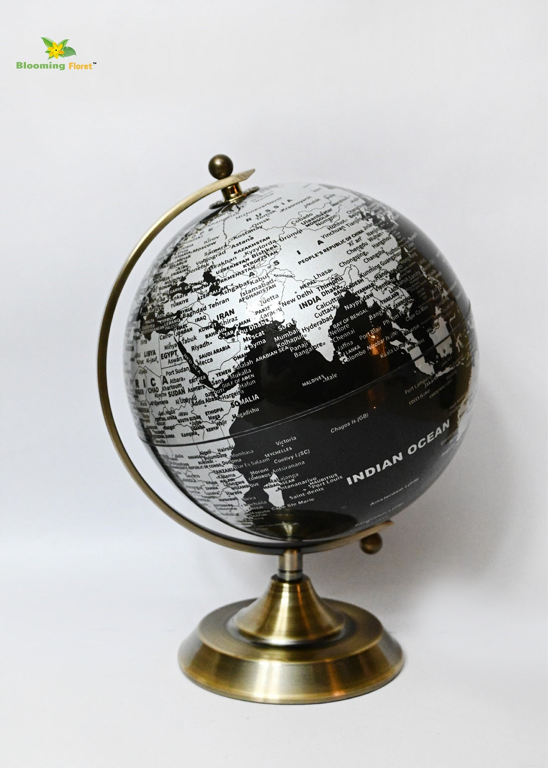 Globe on Metal Stand - Silver