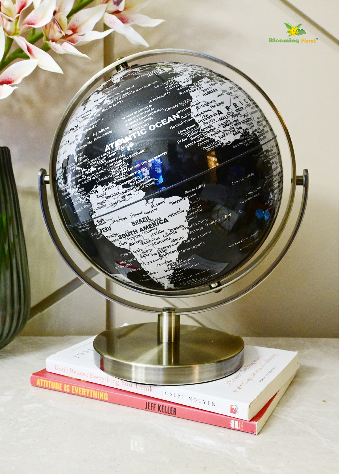 Silver Globe | Plain Metal Stand | 28 cm