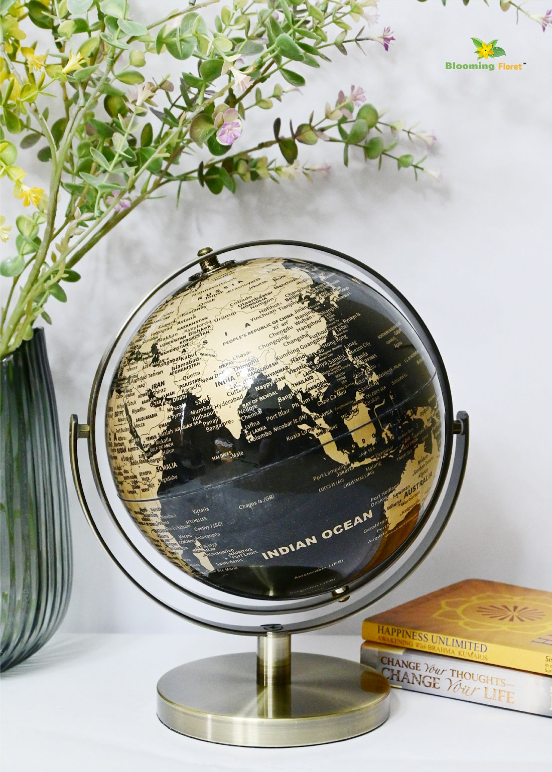 Globe on Metal Stand - Golden