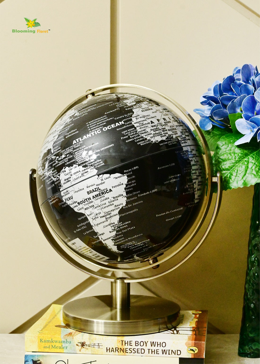 Silver Globe | Plain Metal Stand | 28 cm