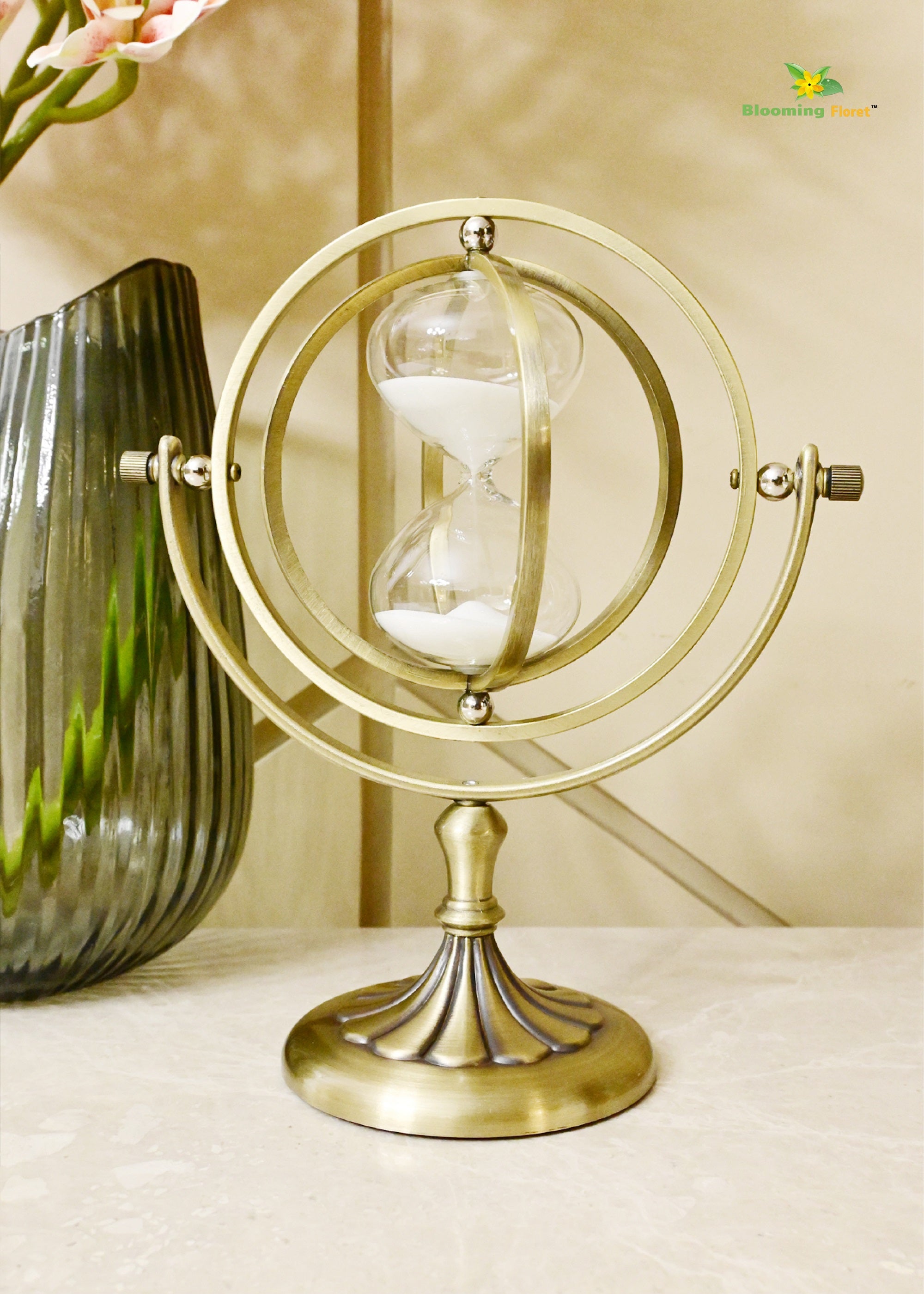 Brass Rotating Hourglass - 15 Minutes