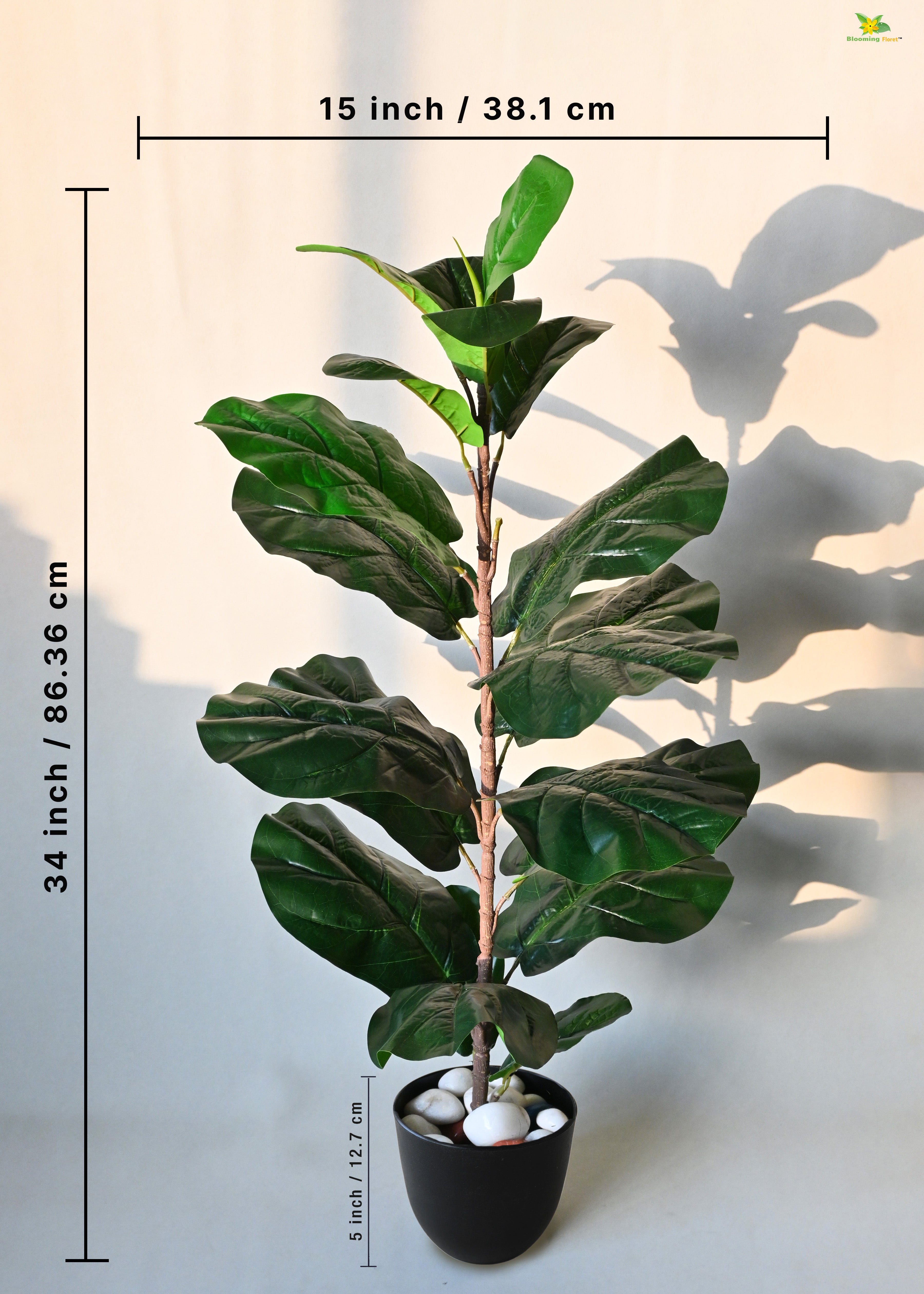 Artificial Fiddle-Leaf Fig Plant for Decor 21 Leaves with Basic Pot | 86.3 cm