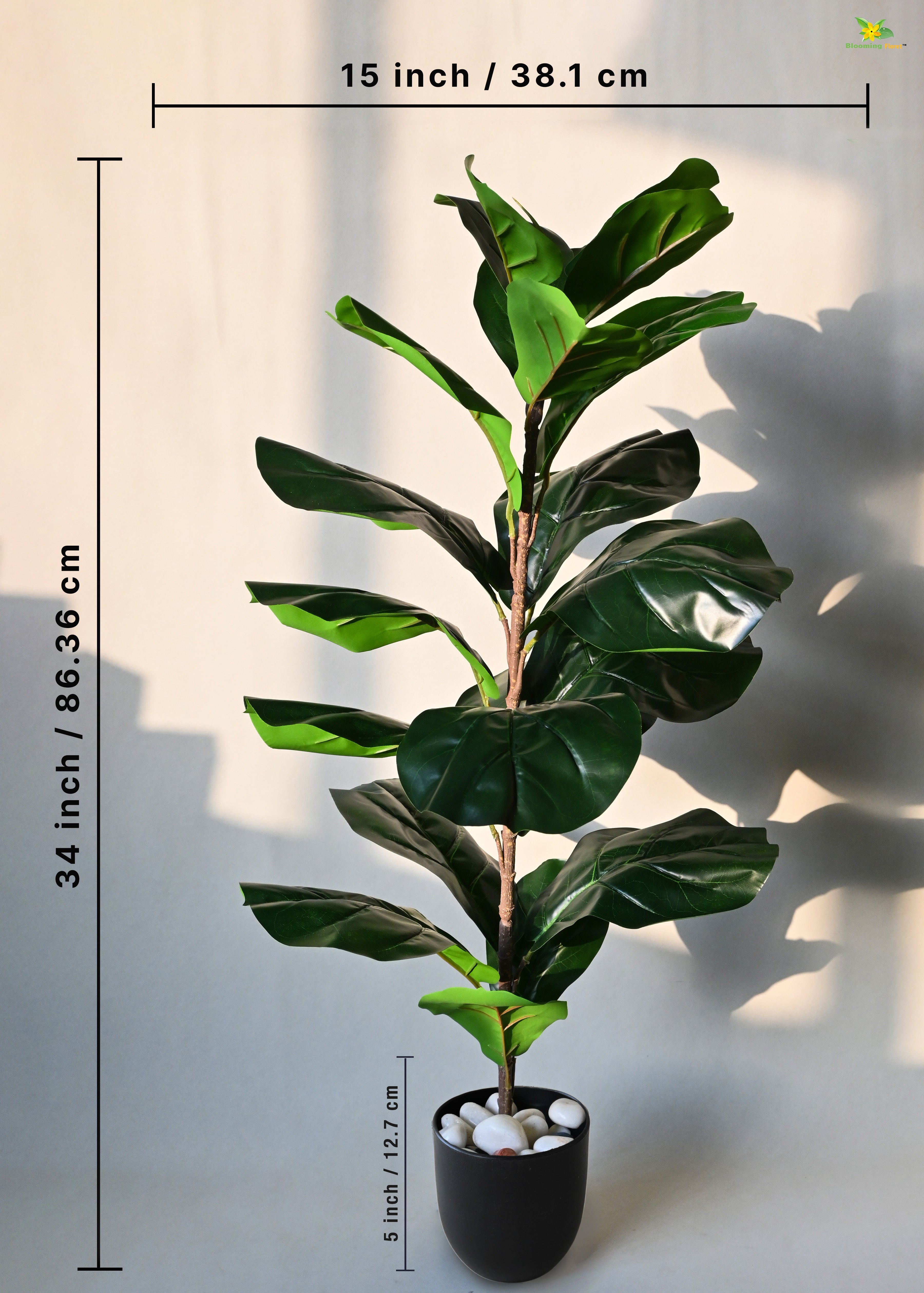 Artificial Fiddle-Leaf Fig Plant for Decor 21 Leaves with Basic Pot | 86.3 cm