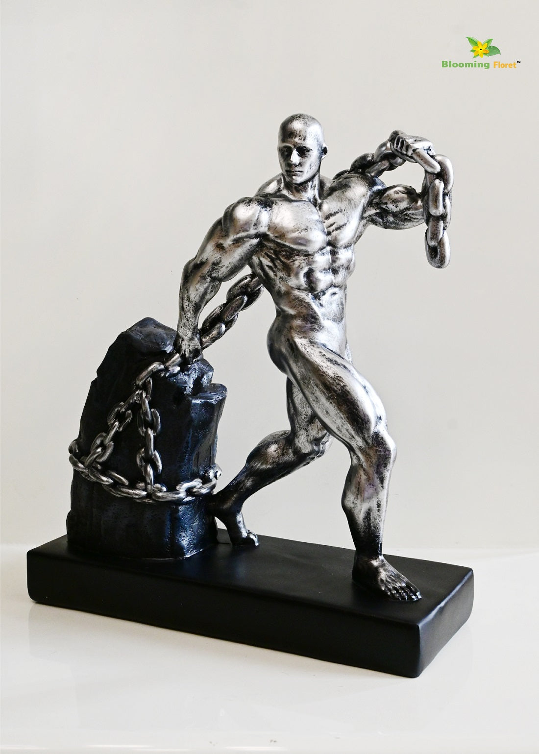 Elite Weightlifting Man Sculpture - Silver
