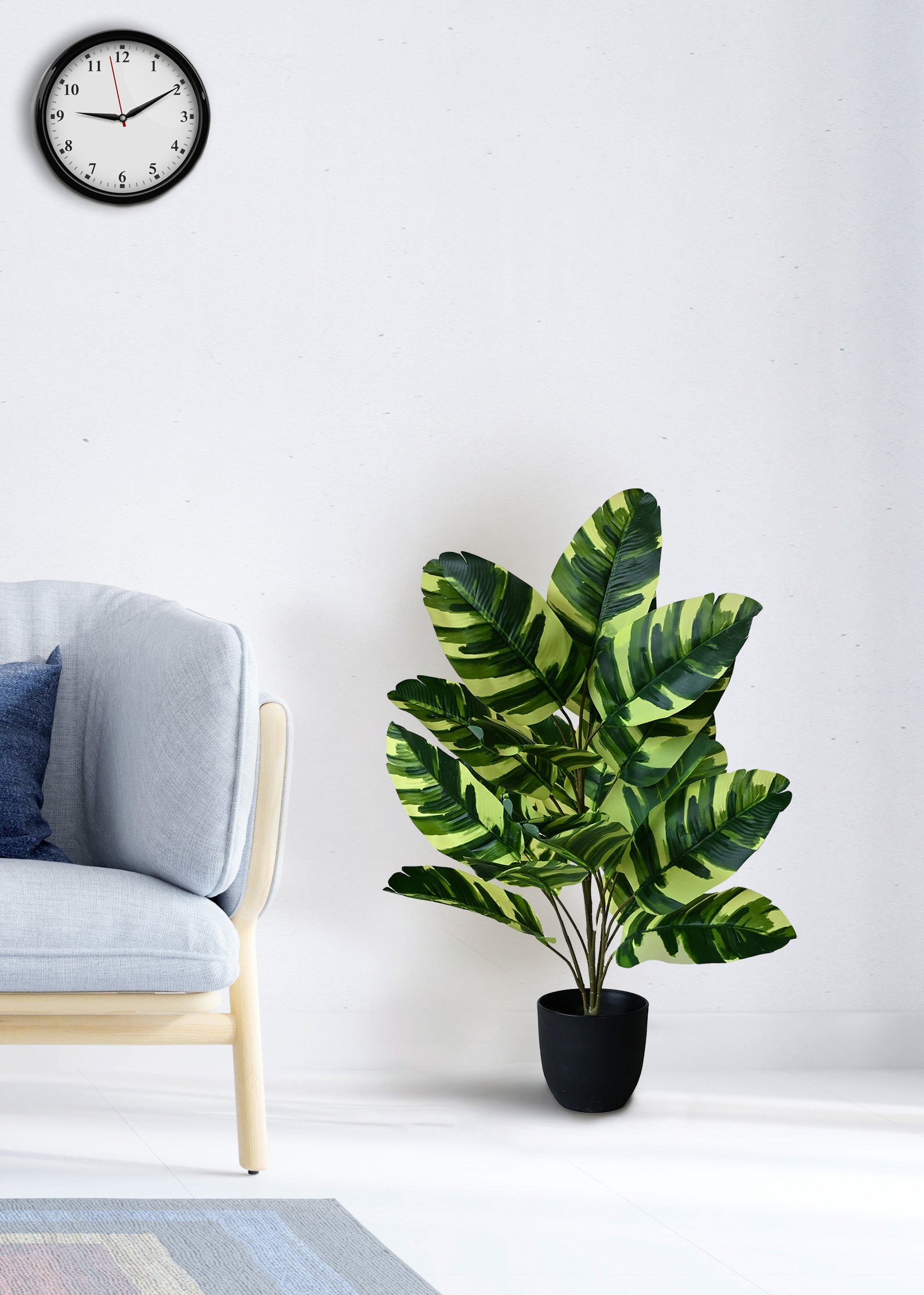 Artificial Calathea Zebrina Plant for Decor | 21 Leaves with Basic Pot | 78.7 cm