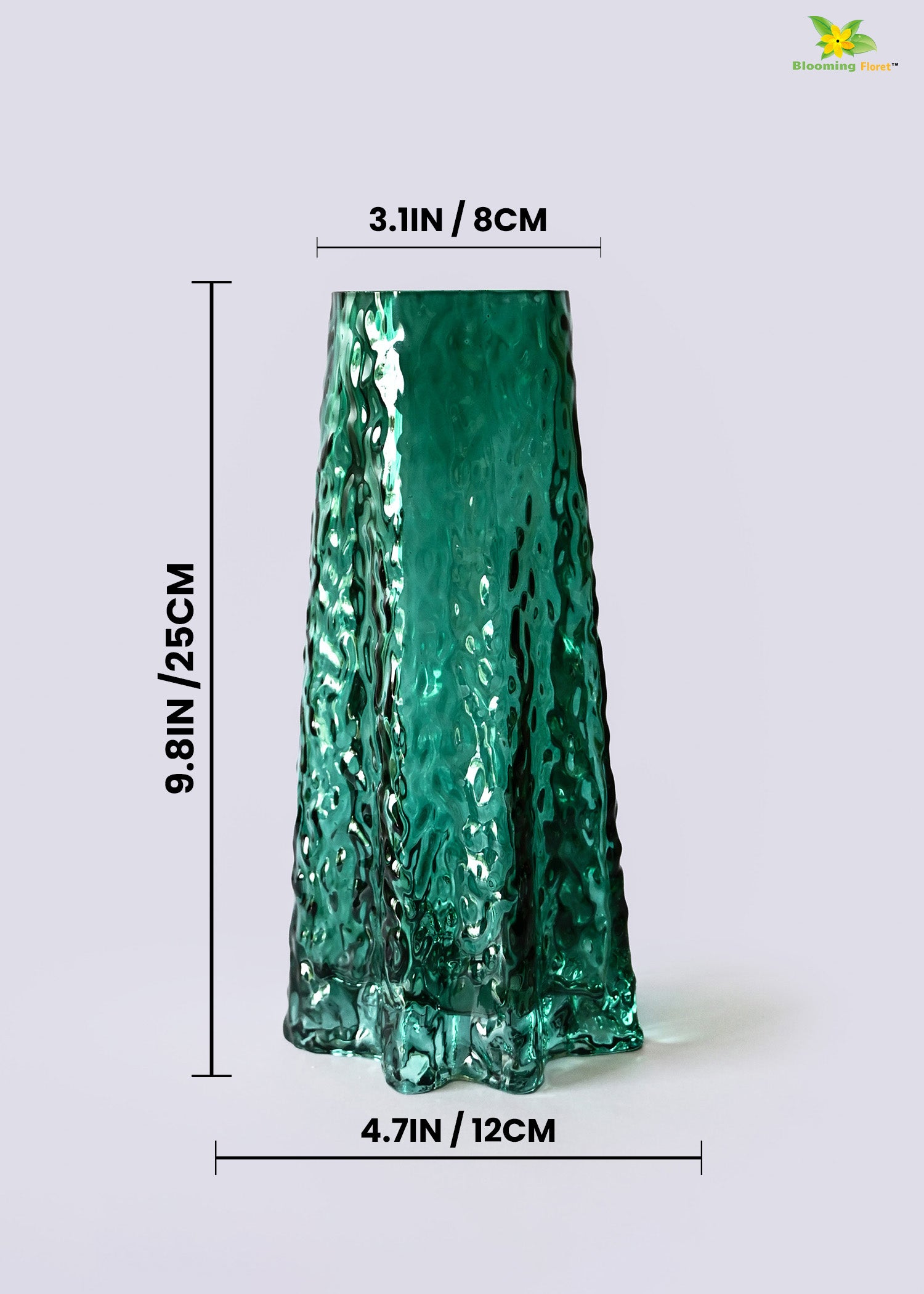 Prism Crystal Green Vase | 23 cm