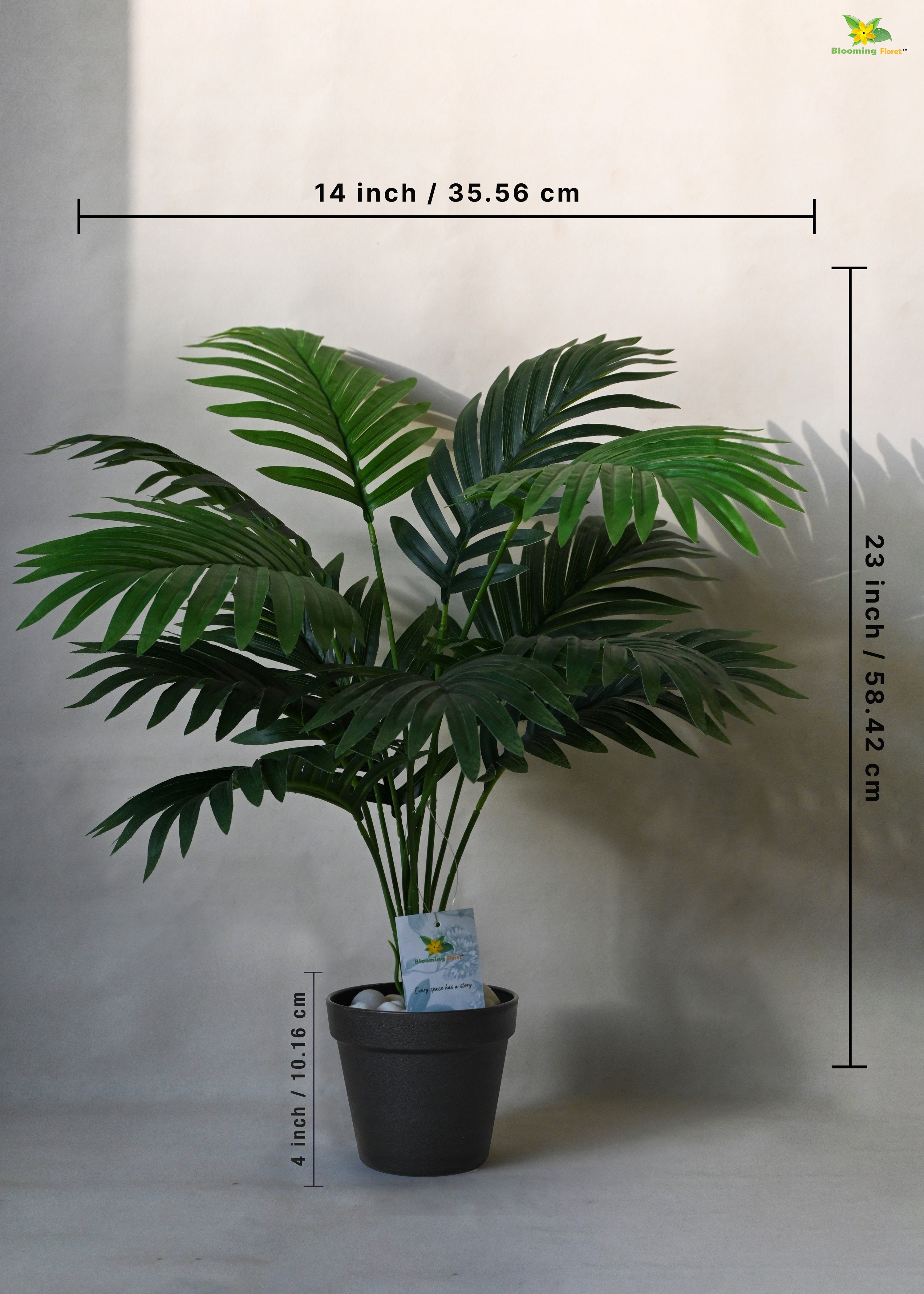 Artificial Areca Palm Plant 18 Leaves with Basic Pot | 82  cm